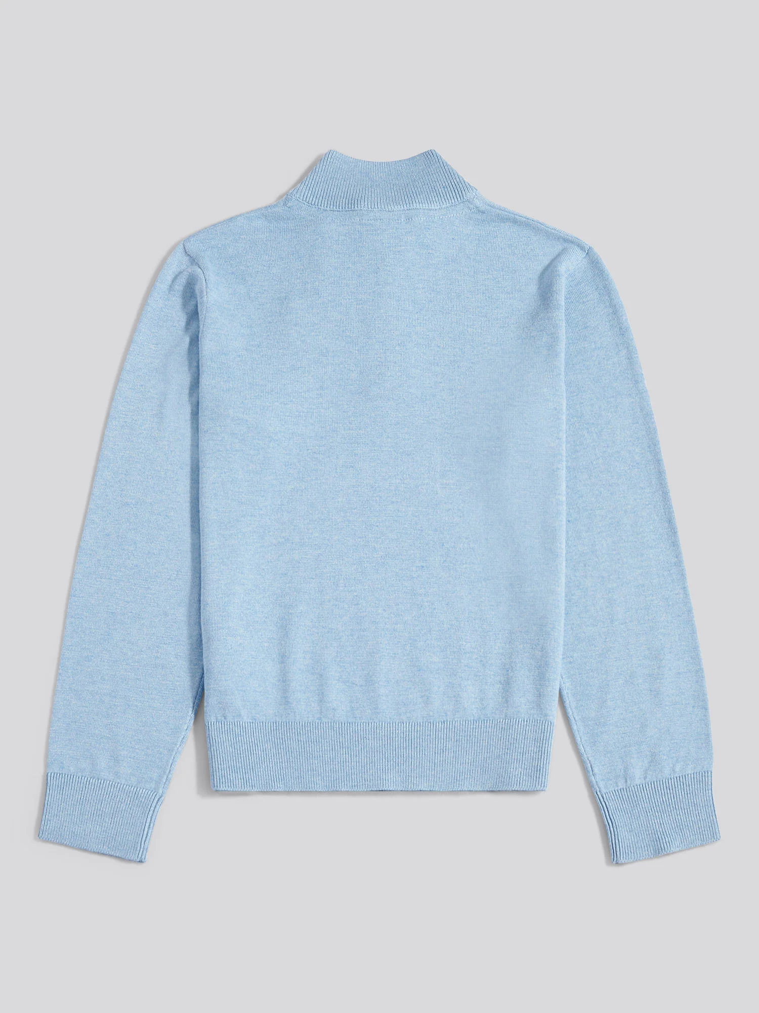 Boys Knitted Cotton Rich 1/4 Zip Parisian Blue Marl - Image 6