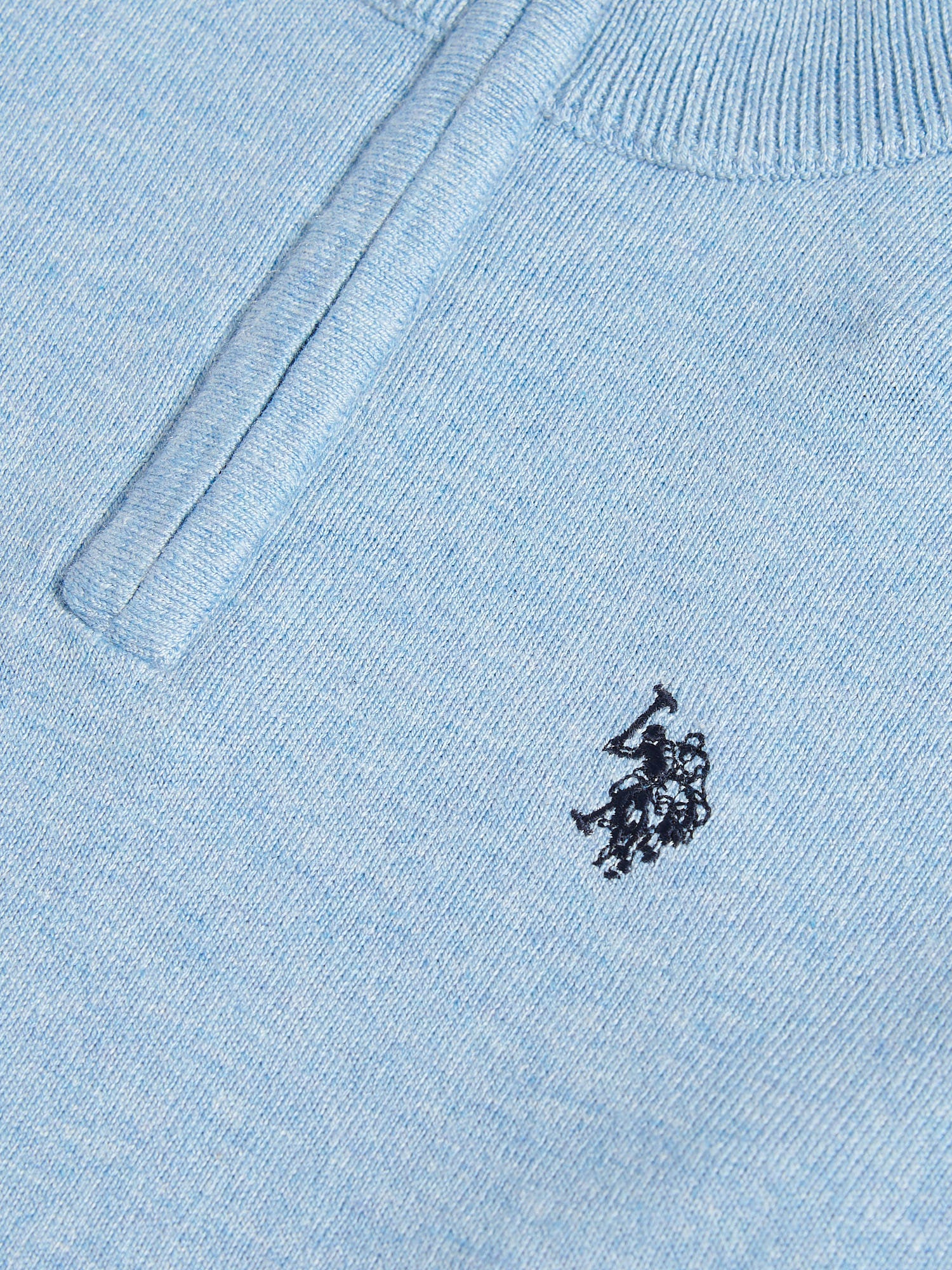 Boys Knitted Cotton Rich 1/4 Zip Parisian Blue Marl - Image 7