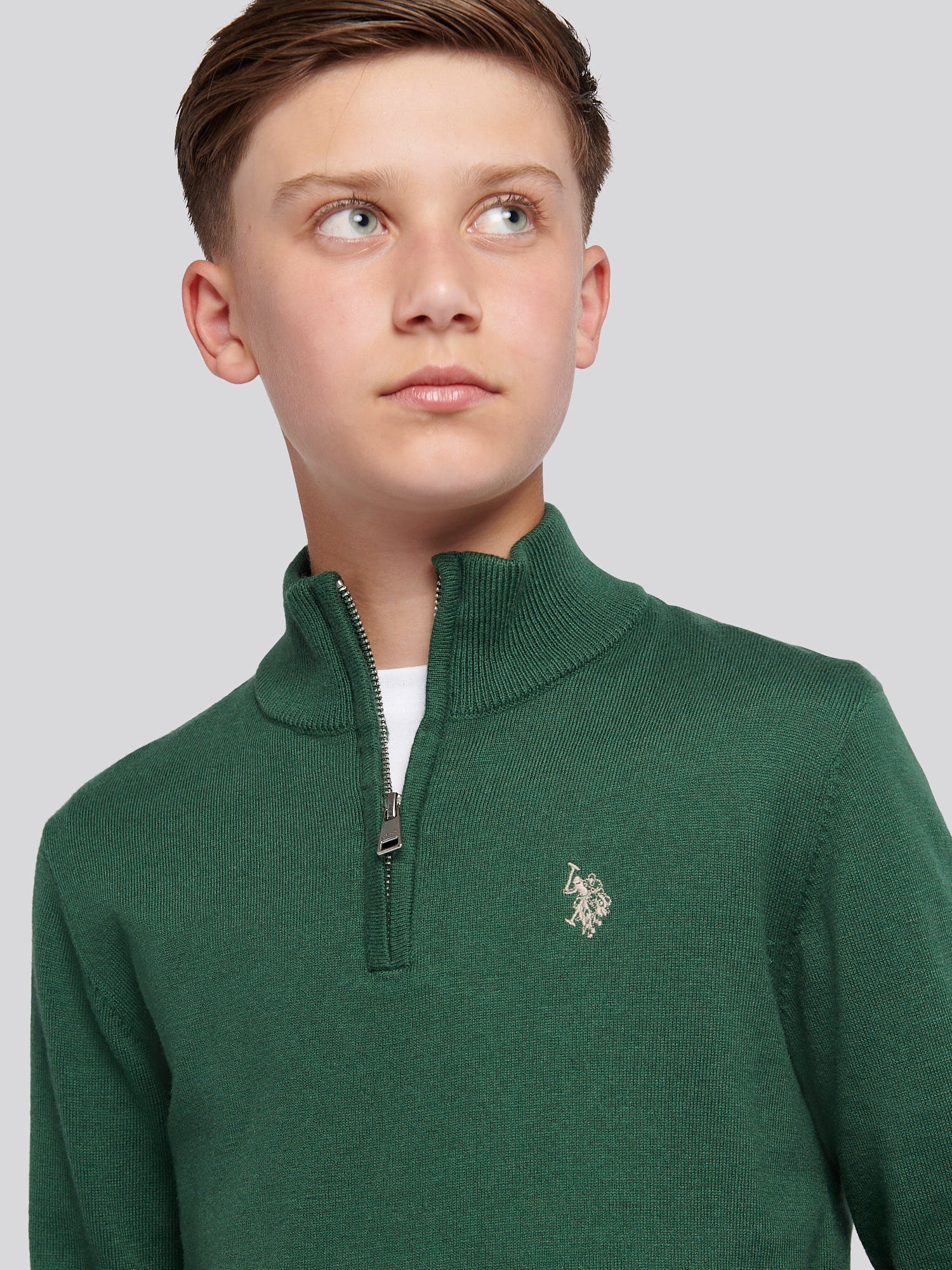Boys Knitted Cotton Rich 1/4 Zip Pineneedle - Image 2