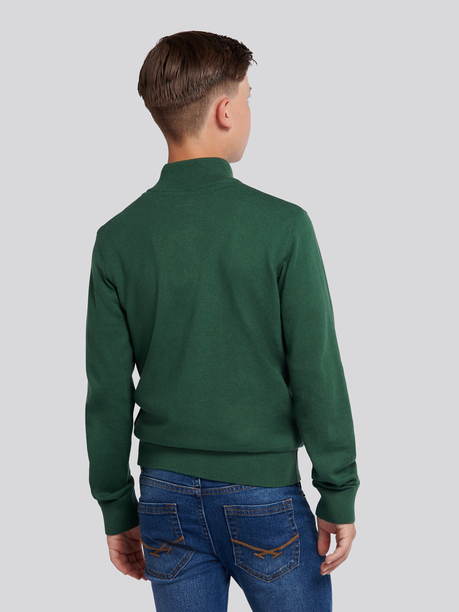 Boys Knitted Cotton Rich 1/4 Zip Pineneedle - Image 4