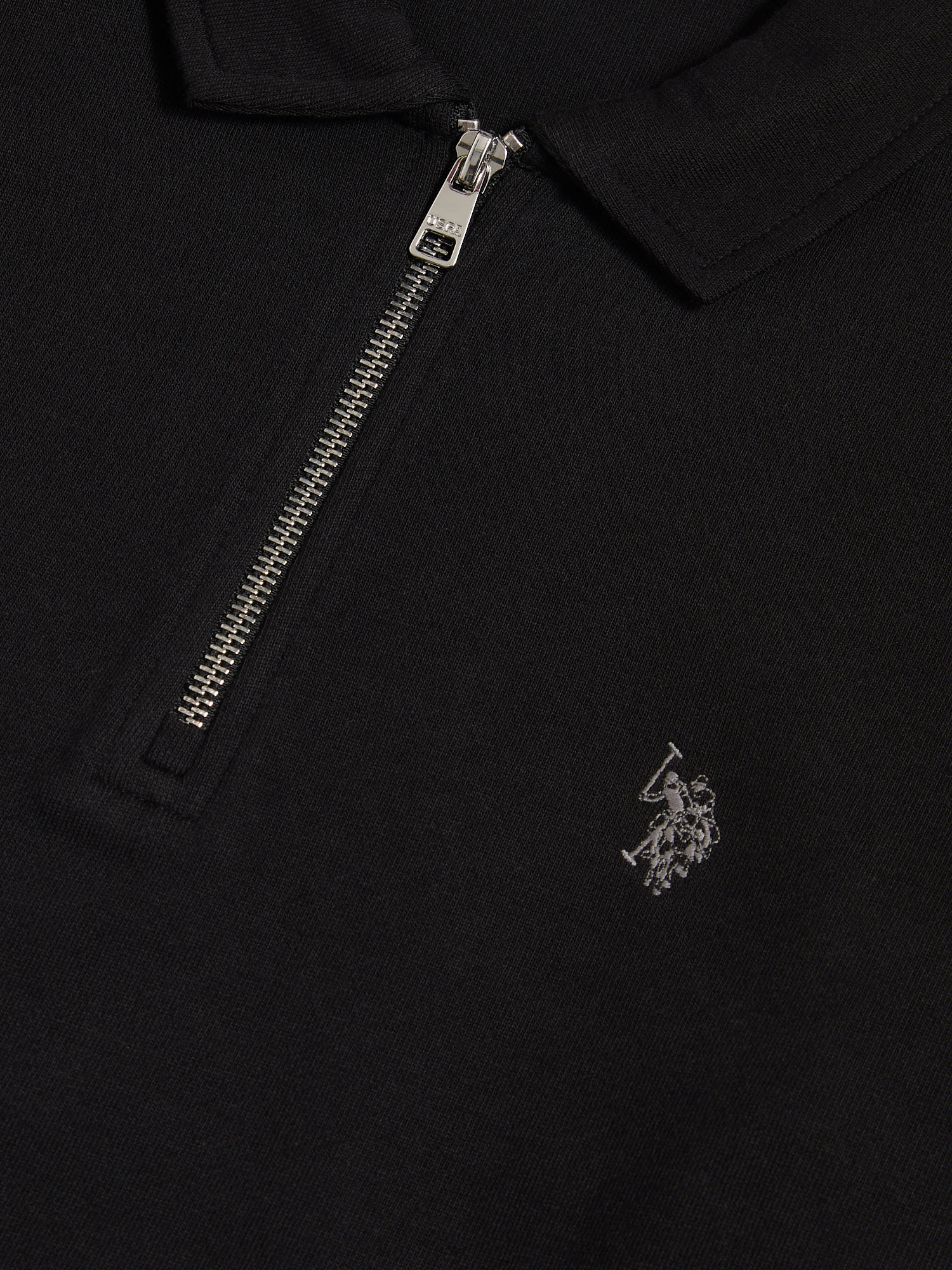 Mens Loopback Zip Polo Sweatshirt Black - Image 7
