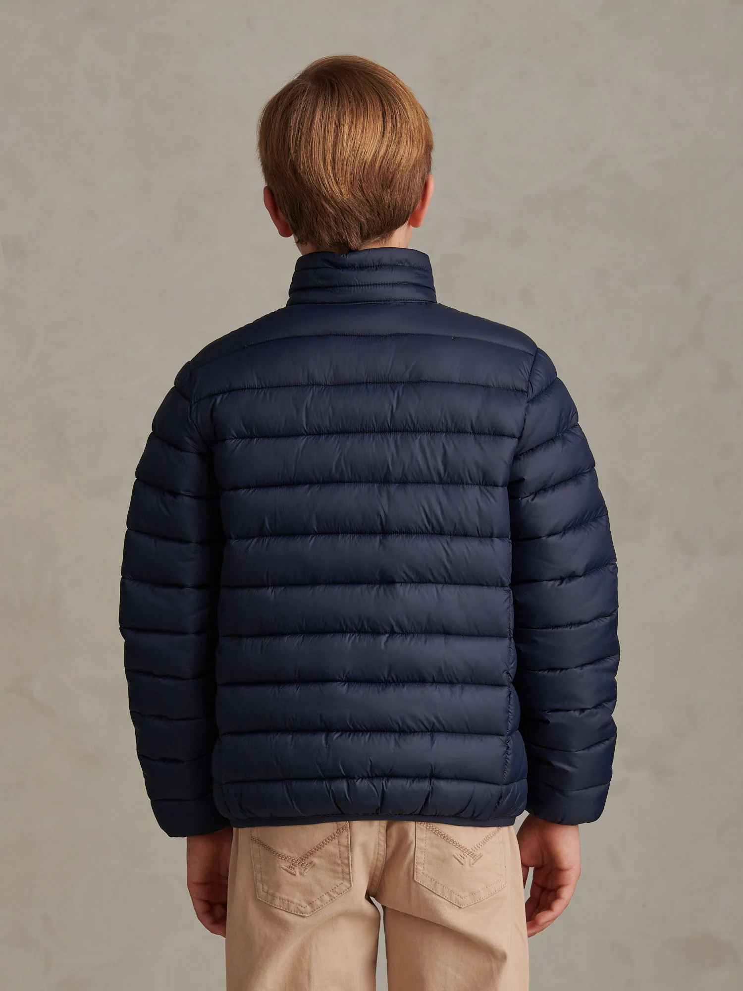 Boys Lightweight Quilted Jacket Dark Sapphire Navy / Haute Red DHM - Image 4