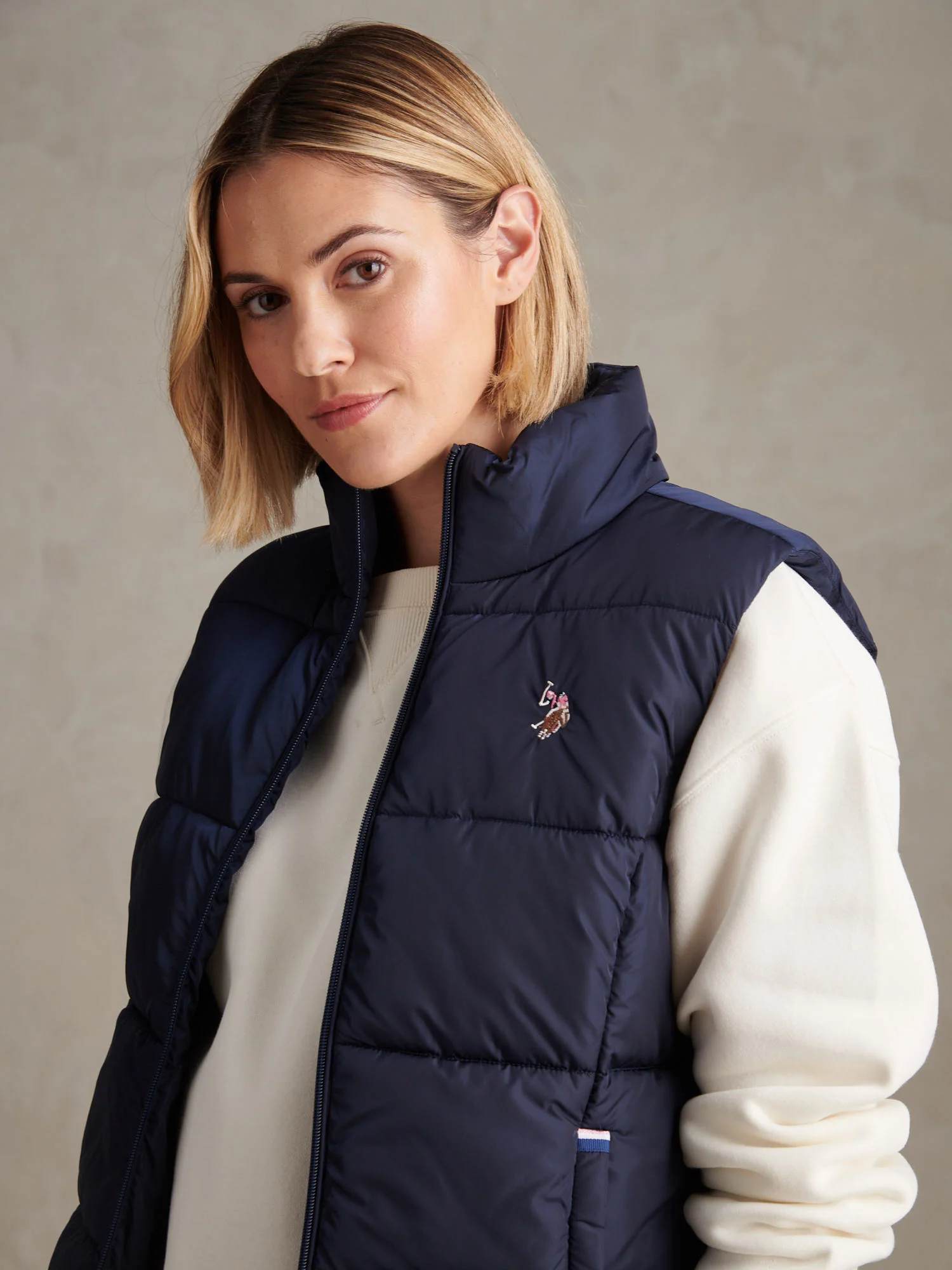 Womens Lightweight Puffer Gilet Navy Iris - Image 2