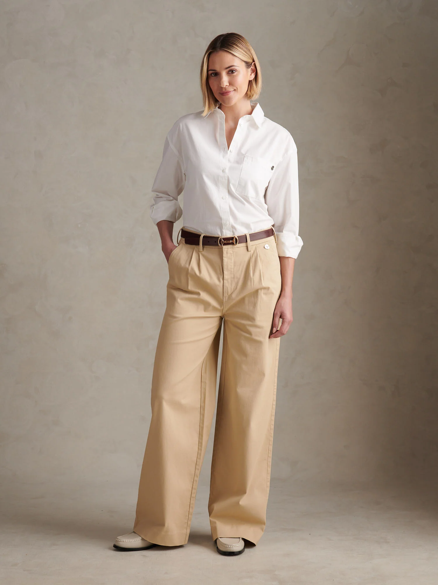 Womens Cotton Poplin Loose Fit Shirt Bright White - Image 3