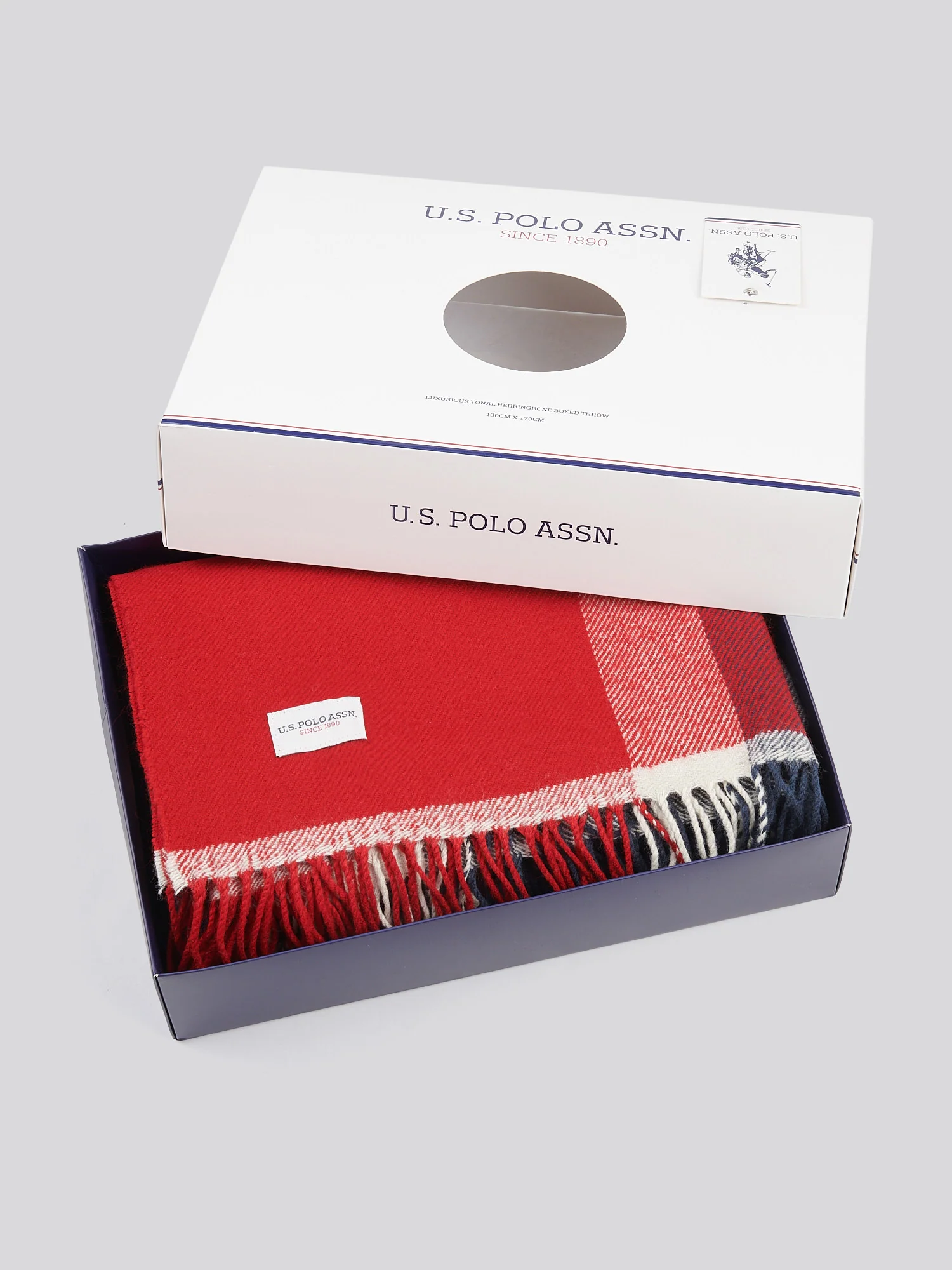 Luxurious Soft Check Boxed Throw in Navy Iris - Image 4