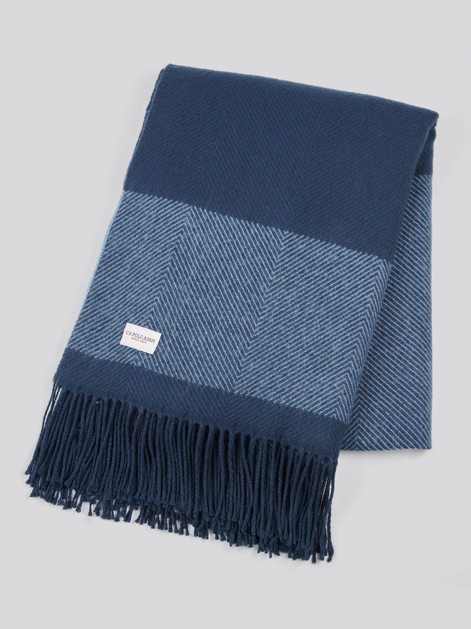 Luxurious Tonal Herringbone Throw in Navy Iris - Image 3