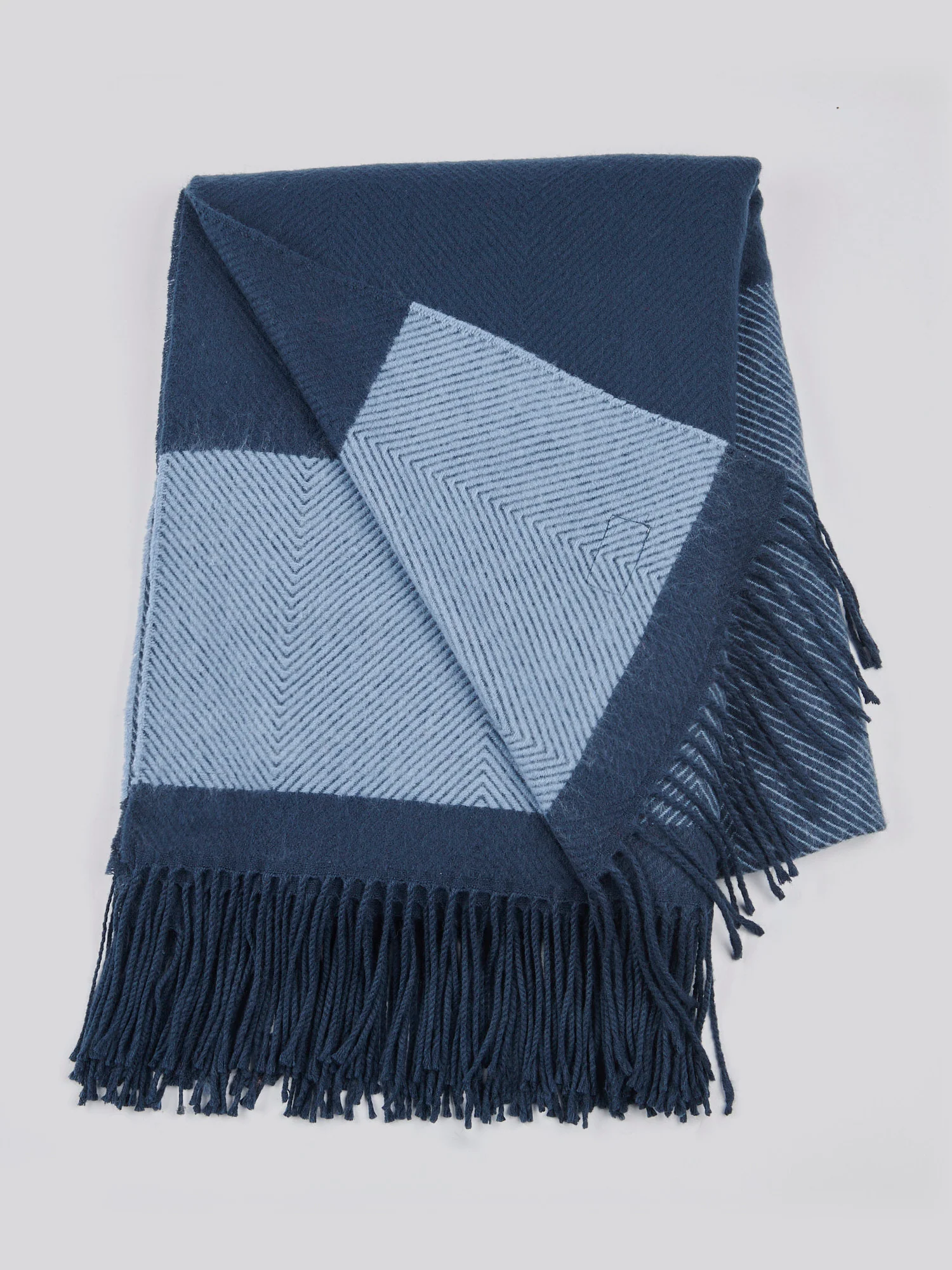Luxurious Tonal Herringbone Throw in Navy Iris - Image 4
