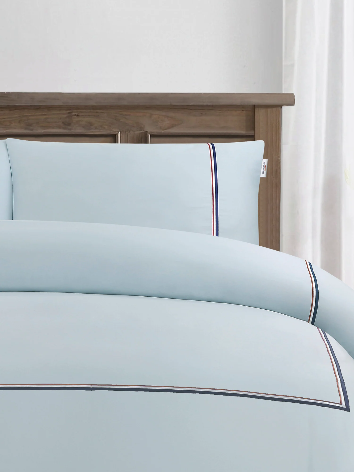 Luxury Cotton Brand Stripe Duvet Set Ballard Blue - Image 2