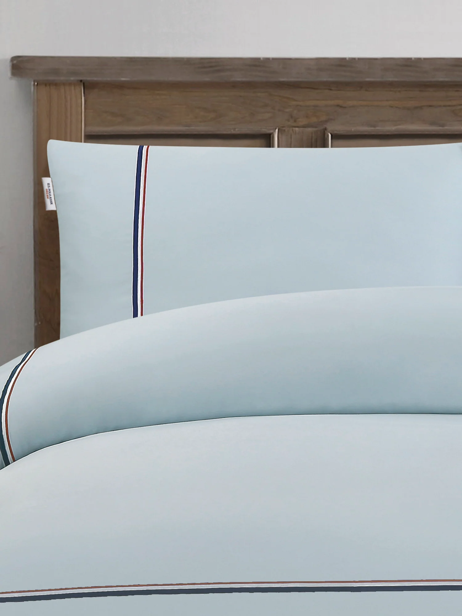 Luxury Cotton Brand Stripe Duvet Set Ballard Blue - Image 3