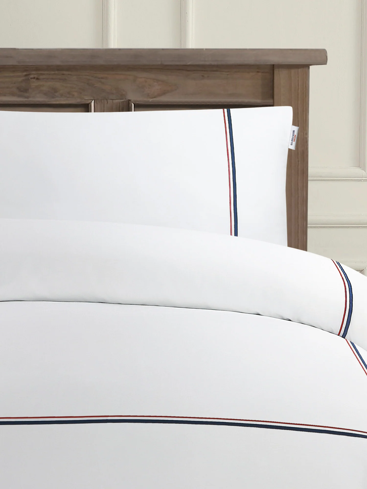 Luxury Cotton Brand Stripe Duvet Set Bright White - Image 3