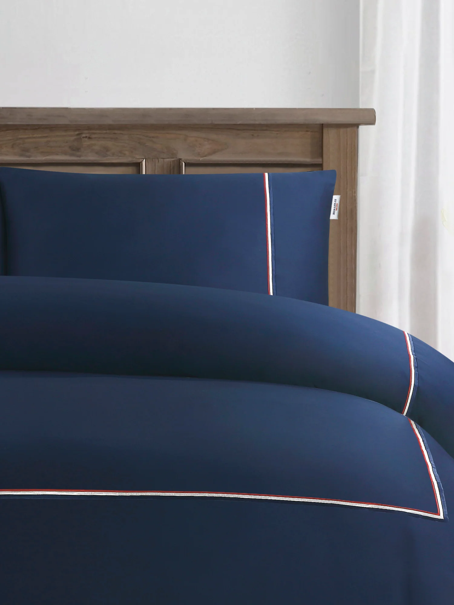 Luxury Cotton Brand Stripe Duvet Set Navy Iris - Image 2