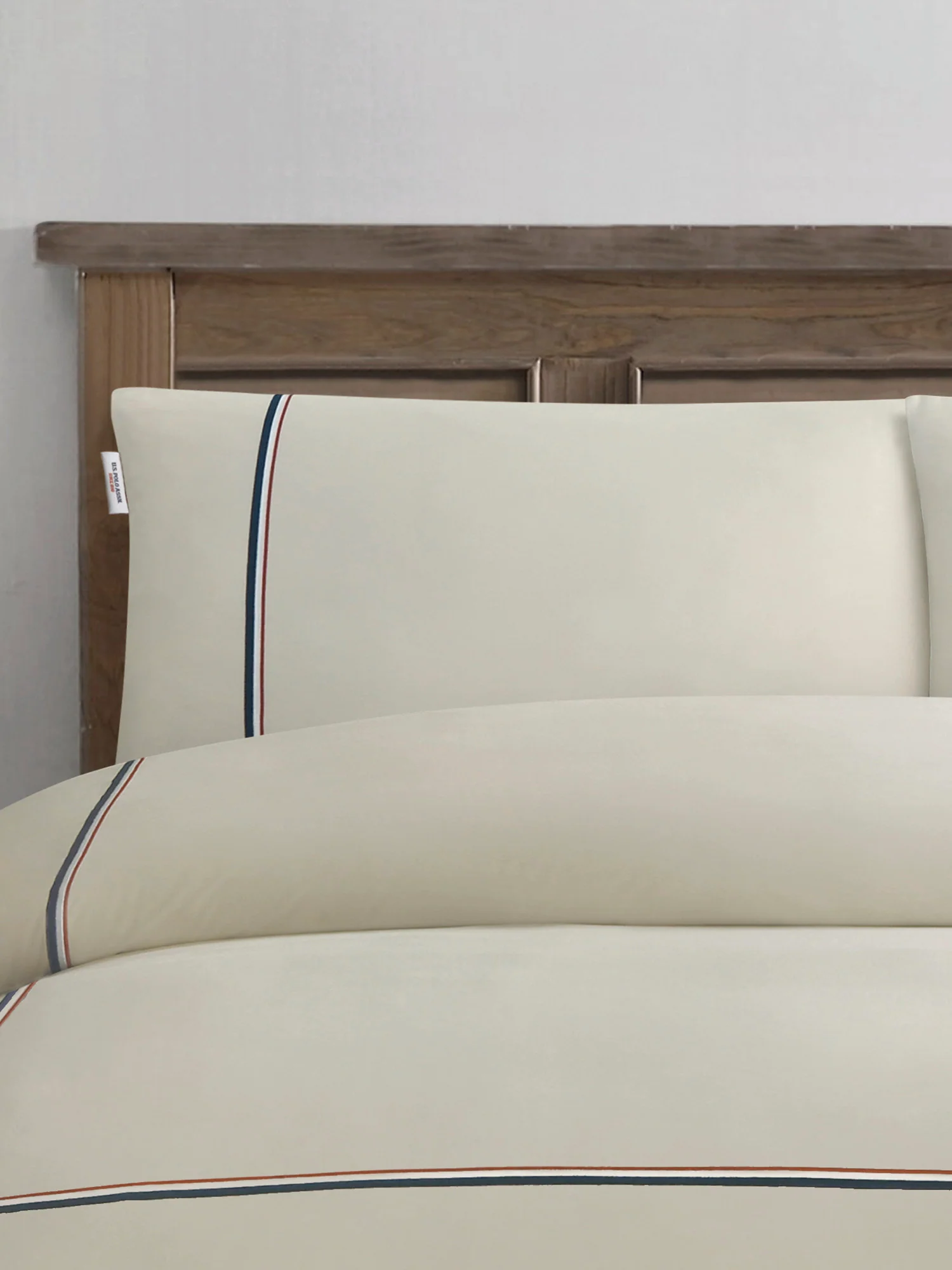 Luxury Cotton Brand Stripe Duvet Set Oatmeal - Image 3