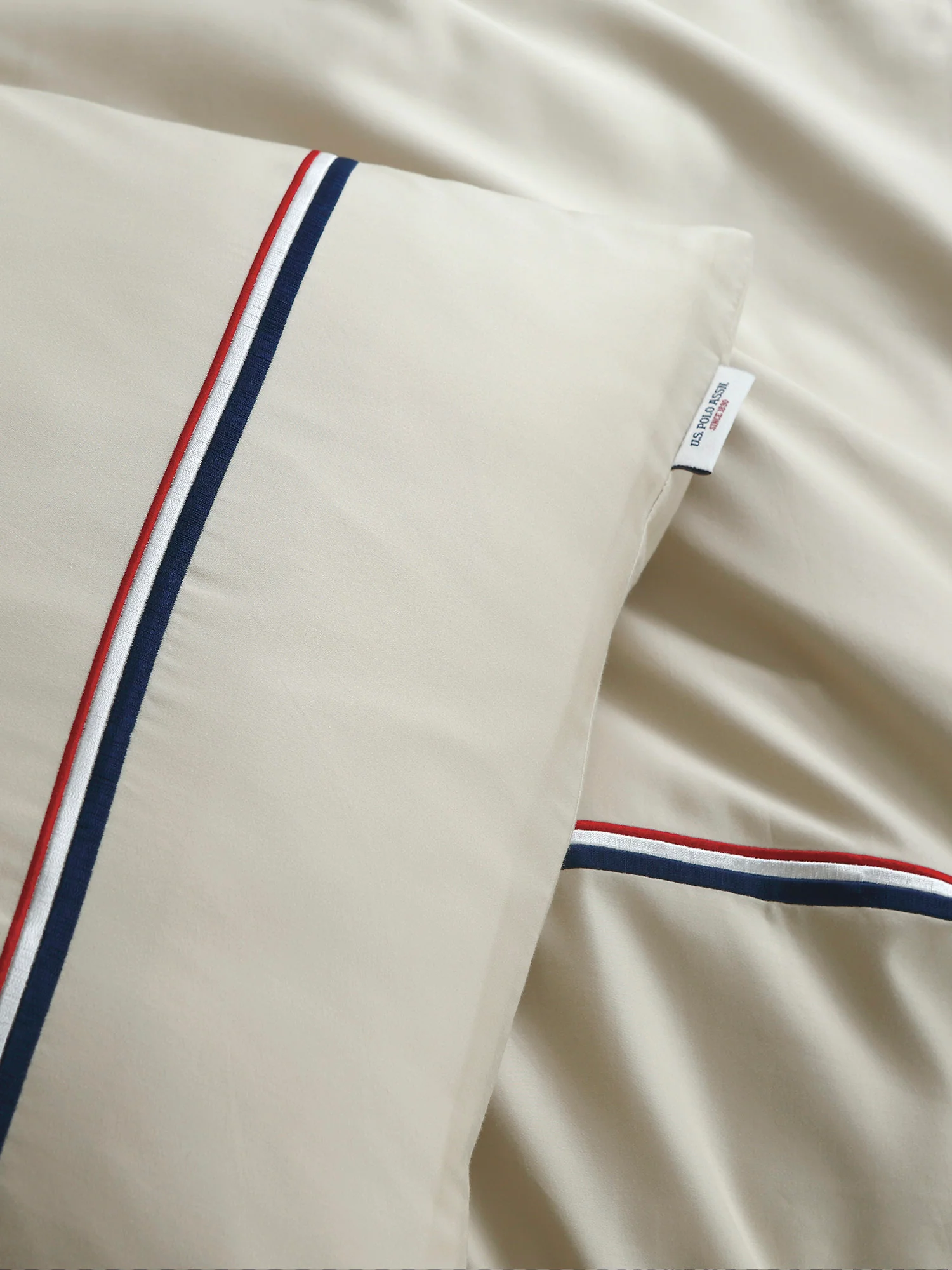 Luxury Cotton Brand Stripe Duvet Set Oatmeal - Image 4
