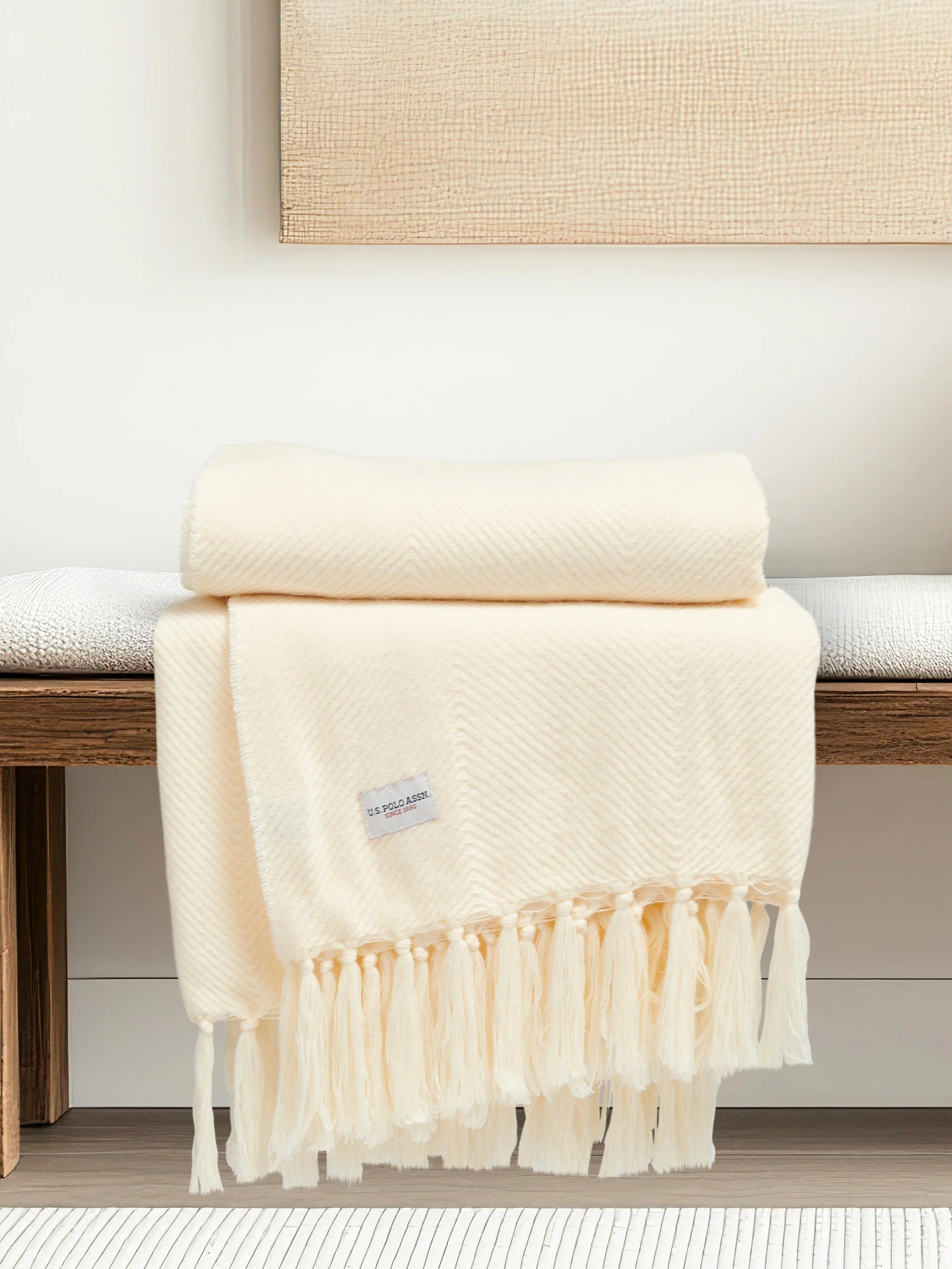 Luxury Herringbone Throw in Eggnog - Image 2