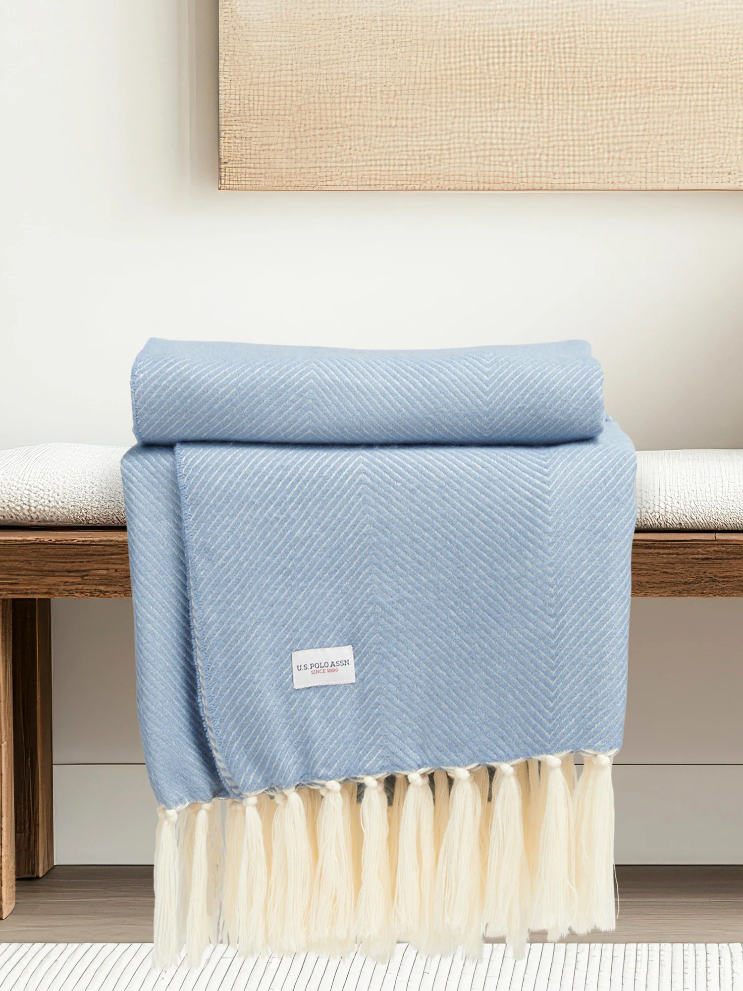 Luxury Herringbone Throw in Troposphere - Image 2