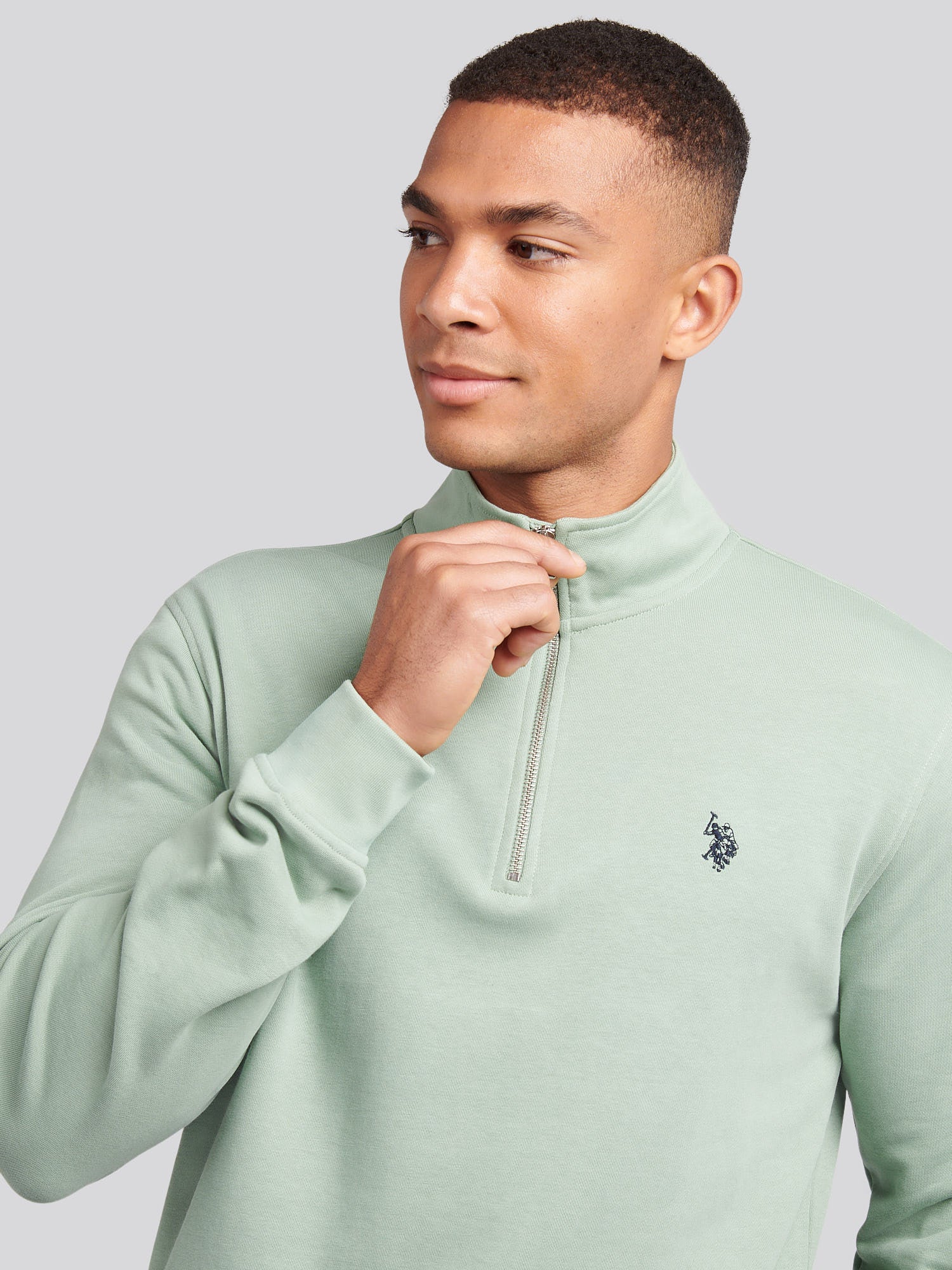 Mens 1/4 Zip Sweatshirt Iceberg Green - Image 2