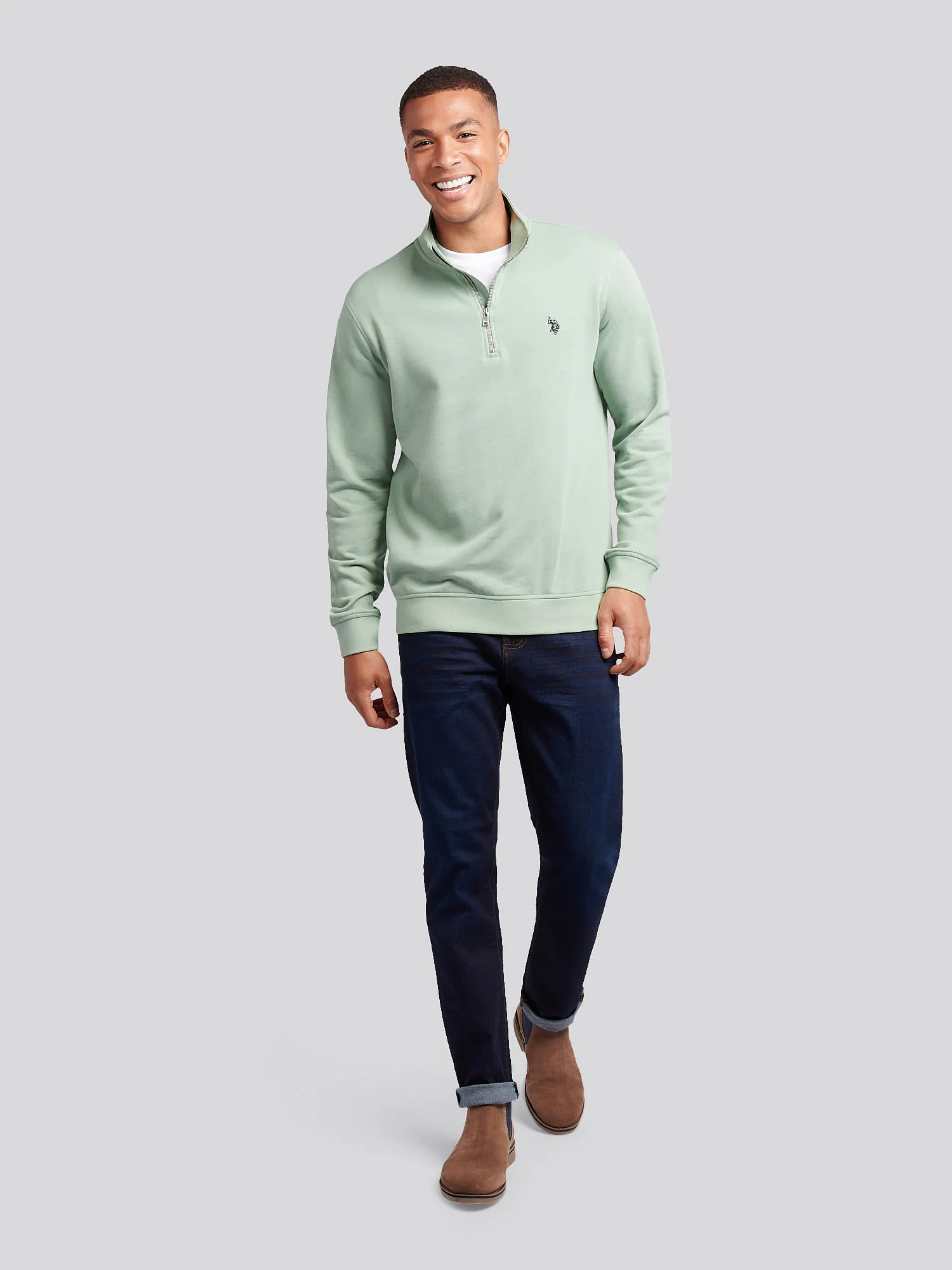 Mens 1/4 Zip Sweatshirt Iceberg Green - Image 3