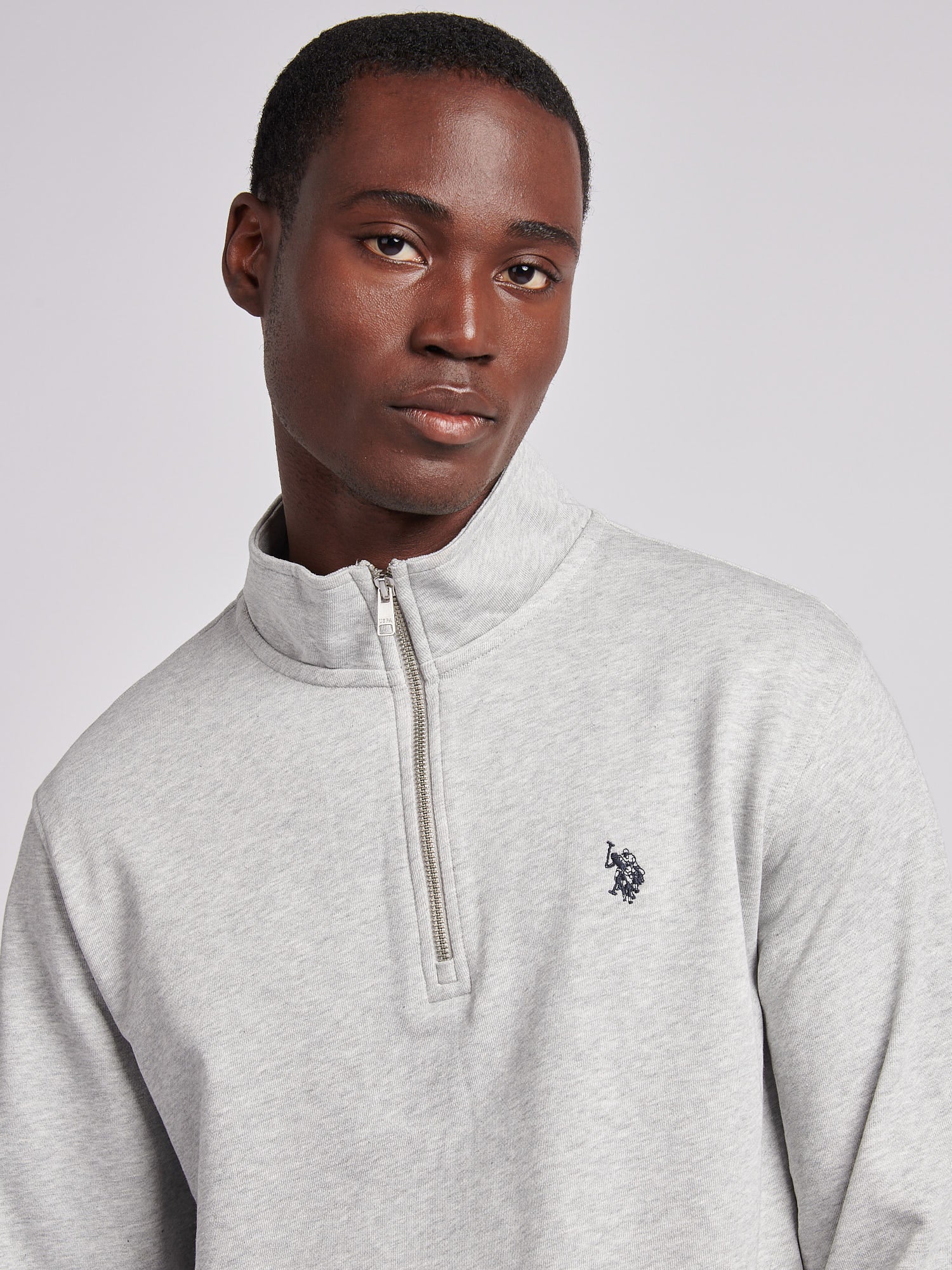Mens 1/4 Zip Sweatshirt Mid Grey Marl - Image 2
