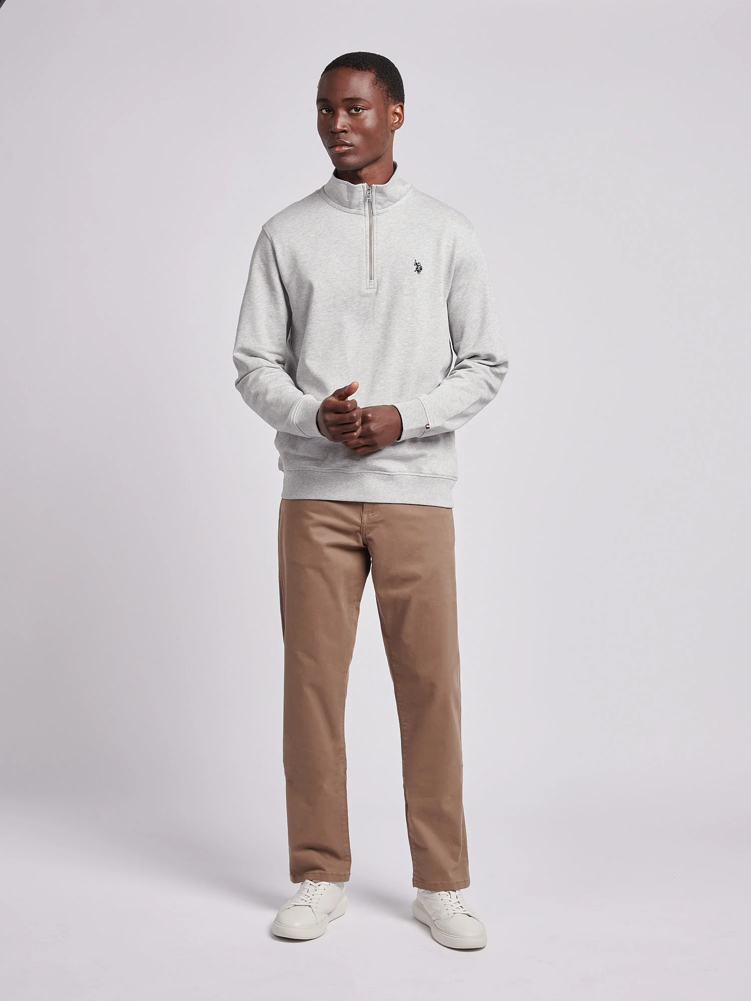 Mens 1/4 Zip Sweatshirt Mid Grey Marl - Image 3