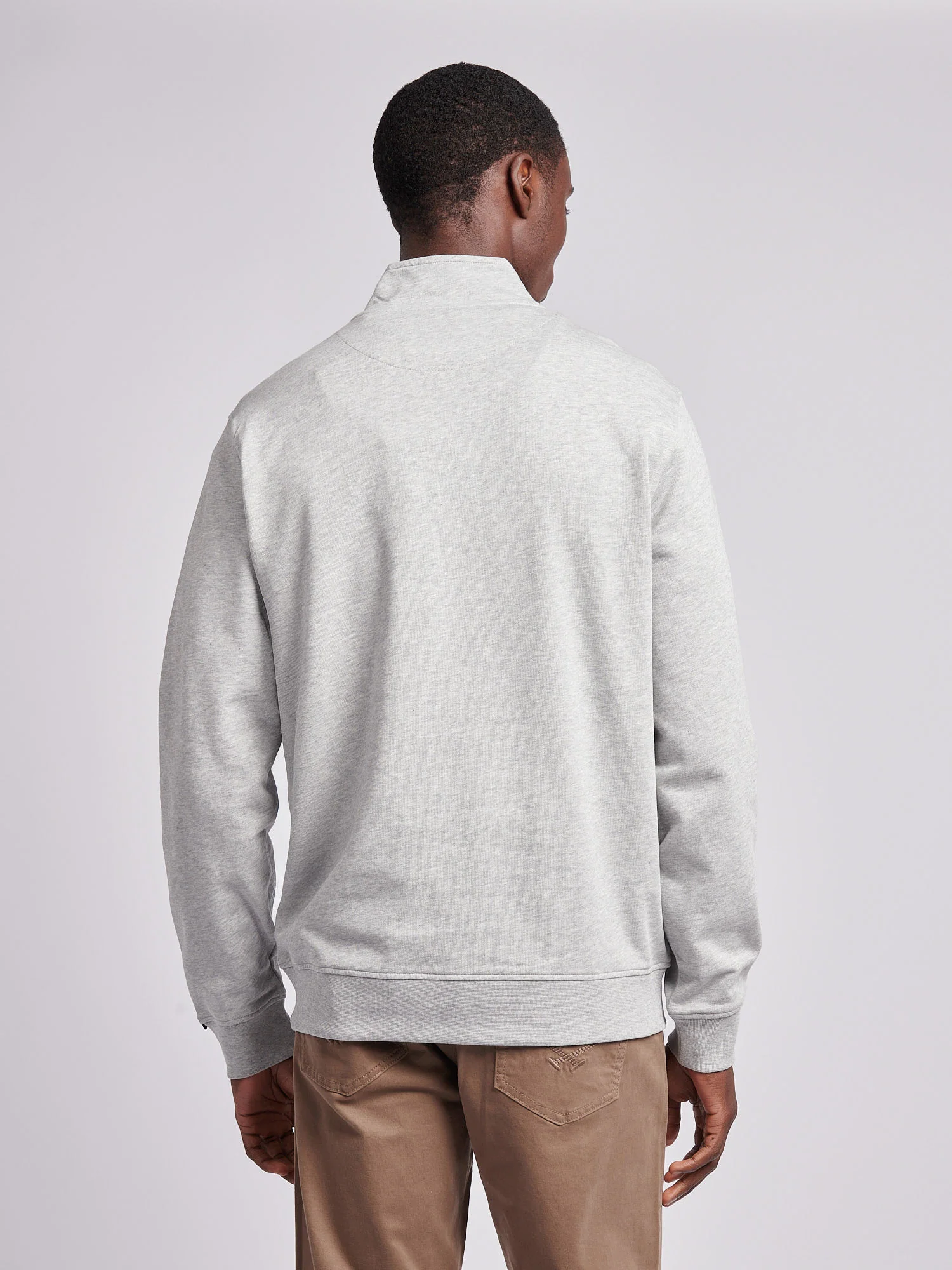 Mens 1/4 Zip Sweatshirt Mid Grey Marl - Image 4