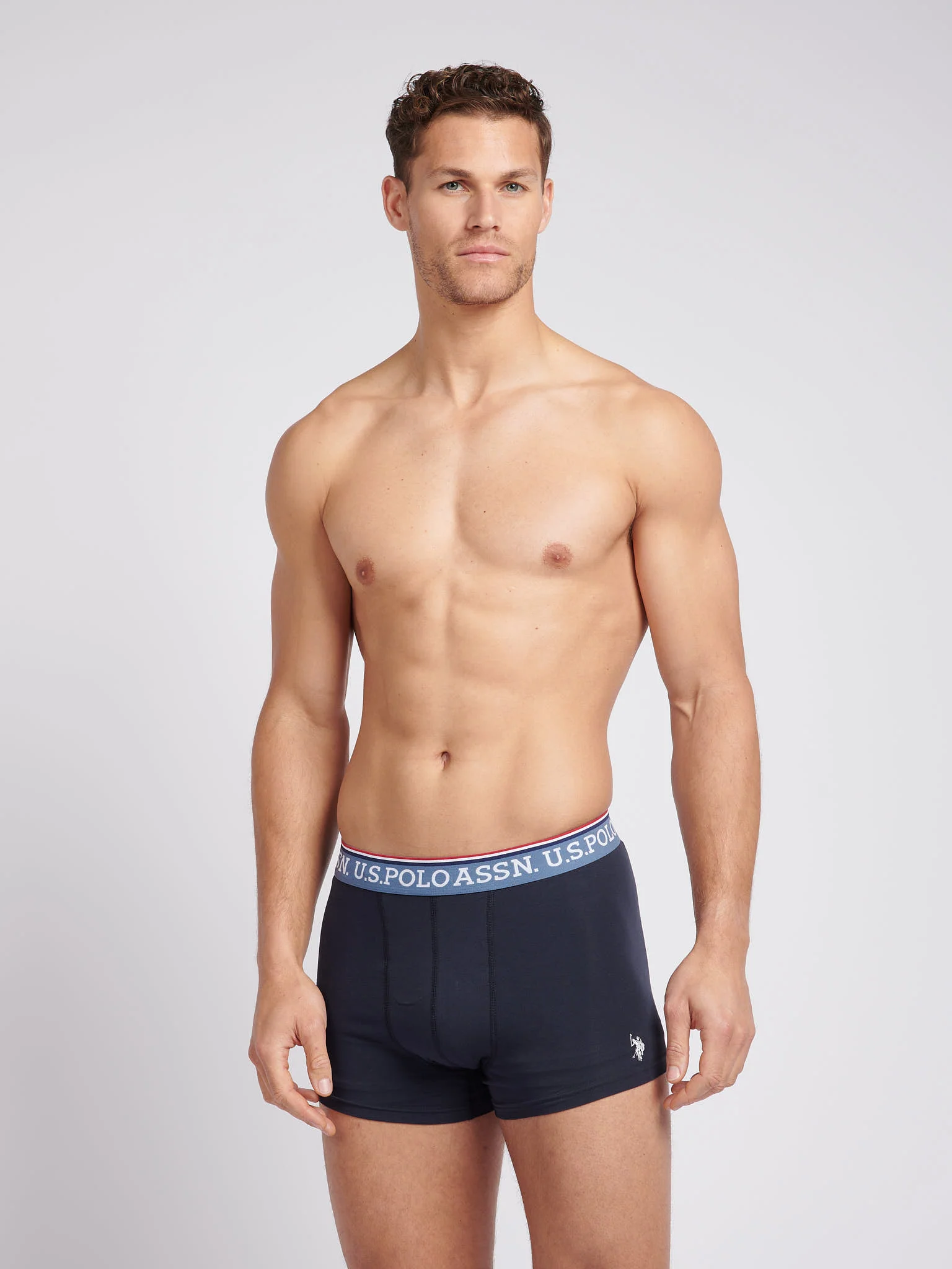 Mens 3 Pack Brand Highlight Boxer Shorts Dark Sapphire Navy - Image 3