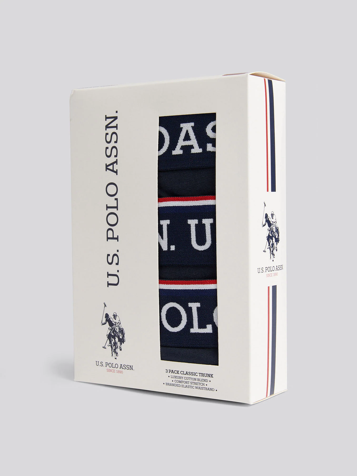 Mens 3 Pack Brand Highlight Boxer Shorts Dark Sapphire Navy / White DHM - Image 3