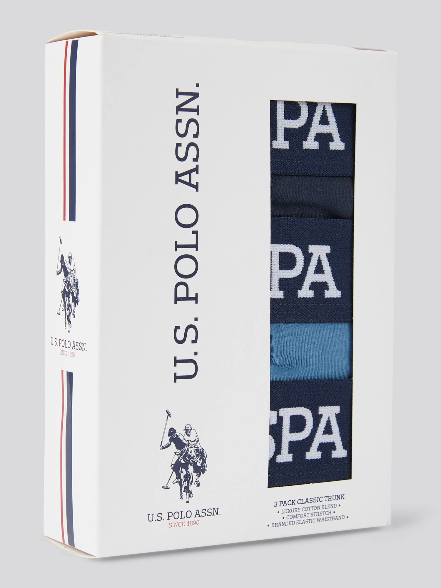 Mens 3 Pack Branded Stripe Boxer Shorts Blue Horizon - Image 3