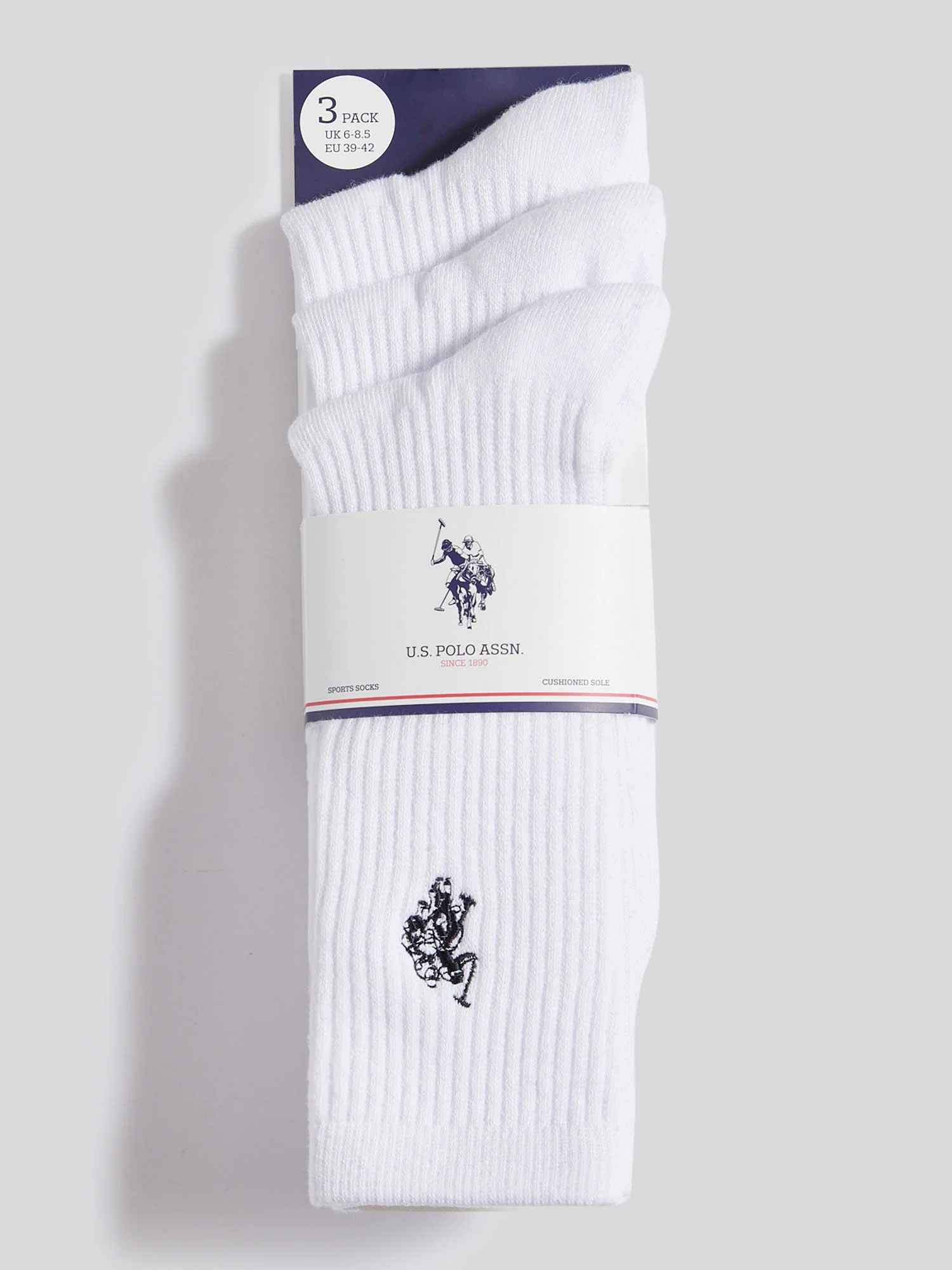 Mens 3 Pack Classic Sport Socks Bright White - Image 3