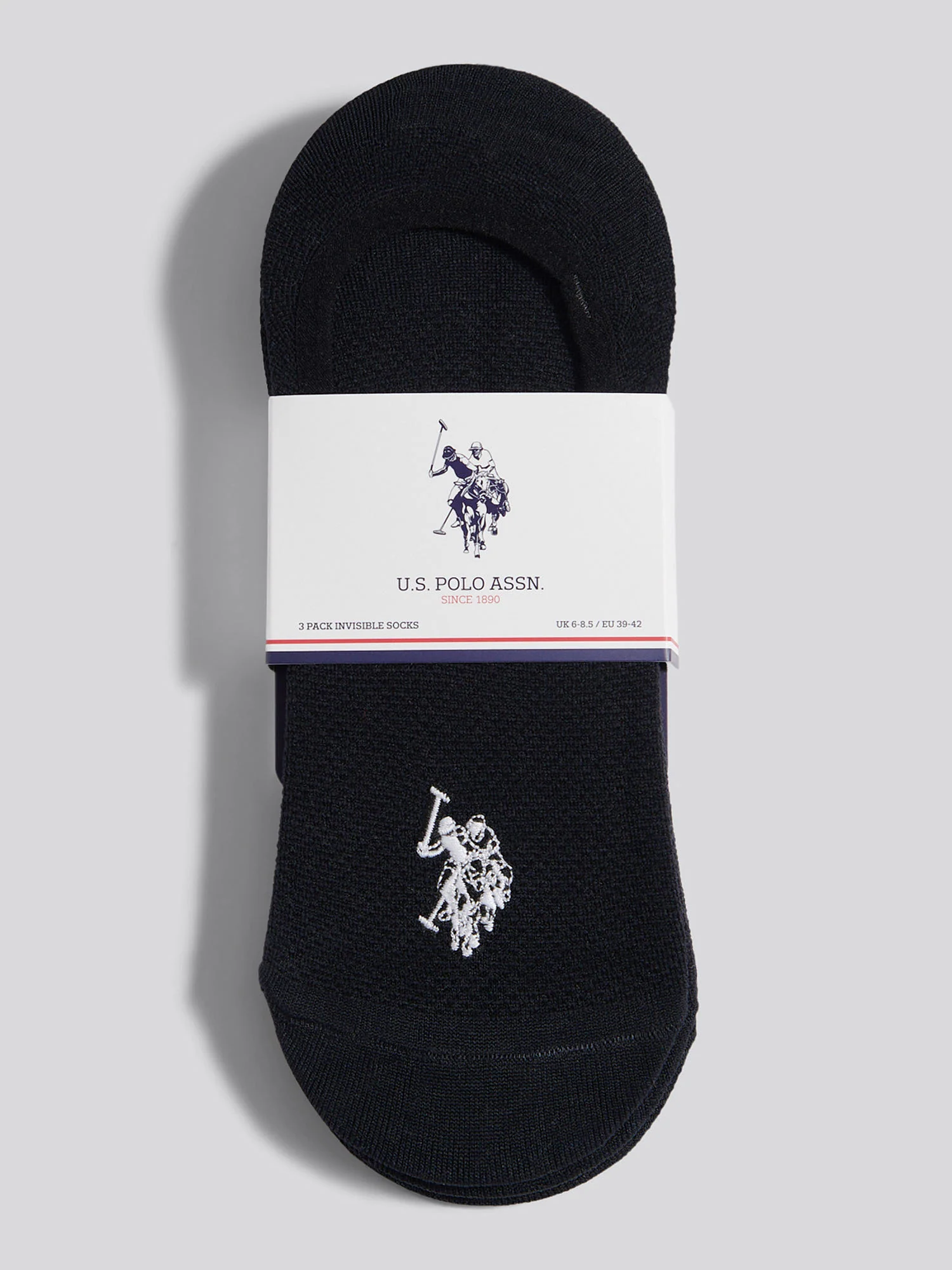 Mens 3 Pack Invisible Trainer Socks Black Bright White DHM