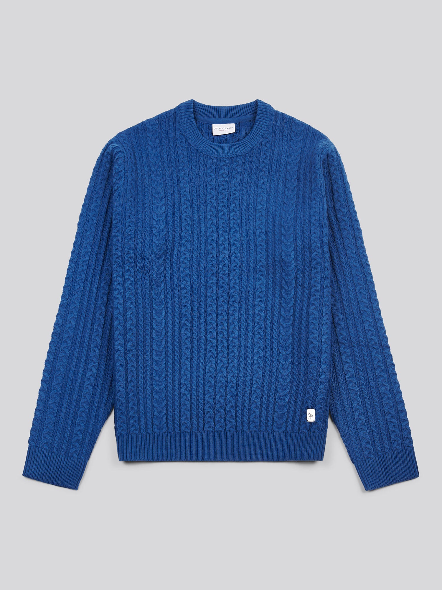Mens Aran Knit Crew in Navy Peony - Image 5