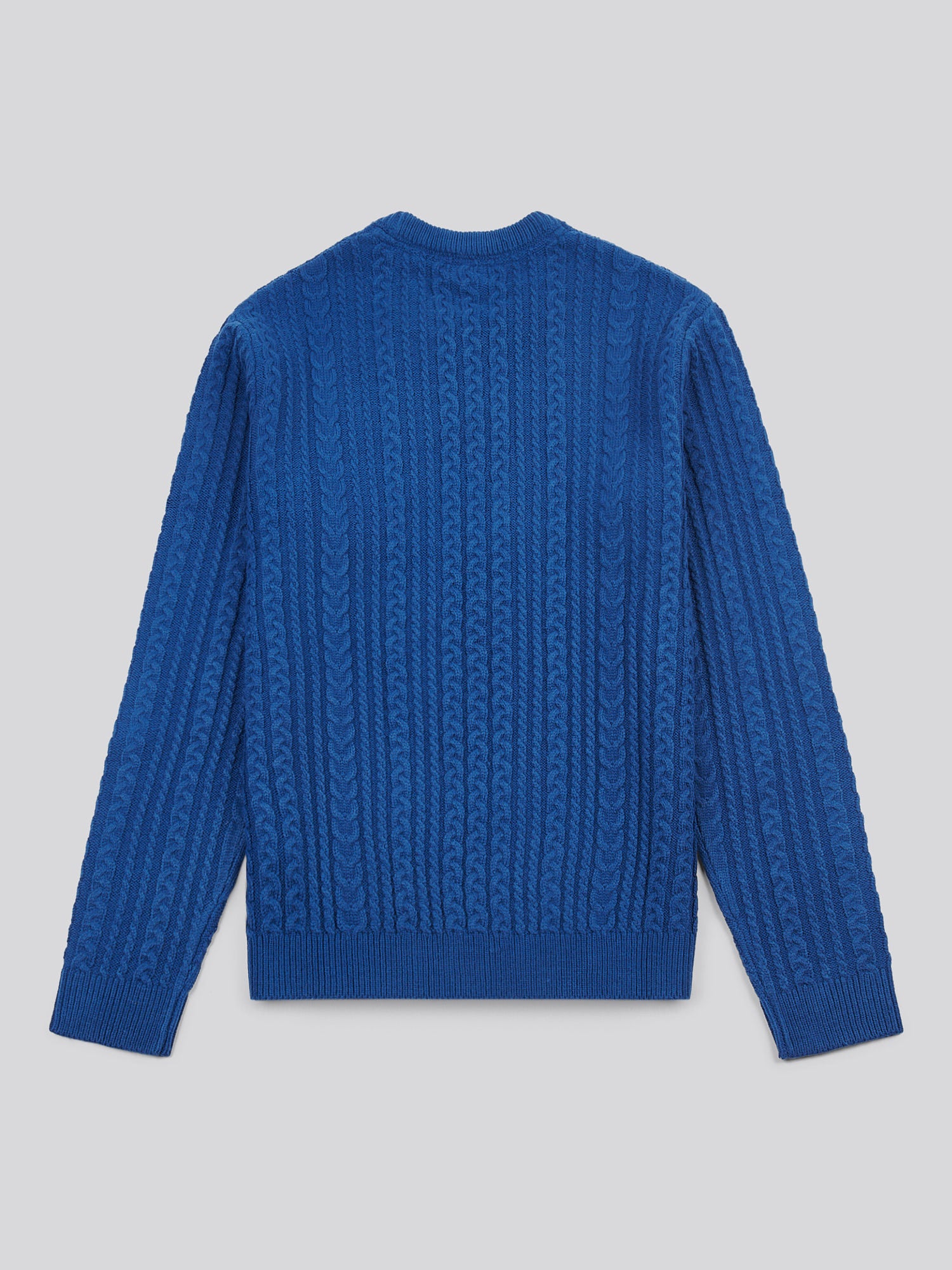 Mens Aran Knit Crew in Navy Peony - Image 6