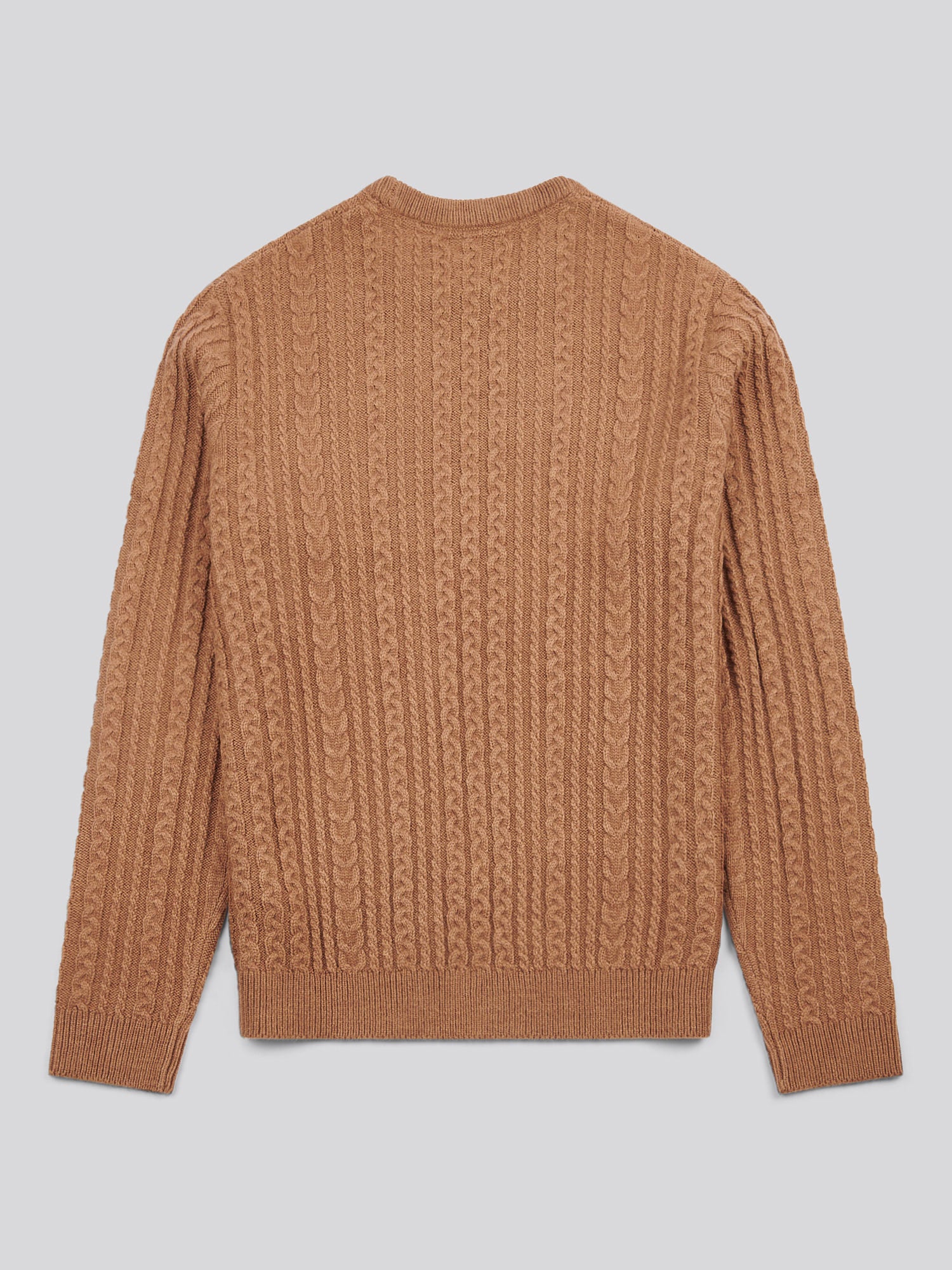 Mens Aran Knit Crew in Rawhide Marl - Image 6