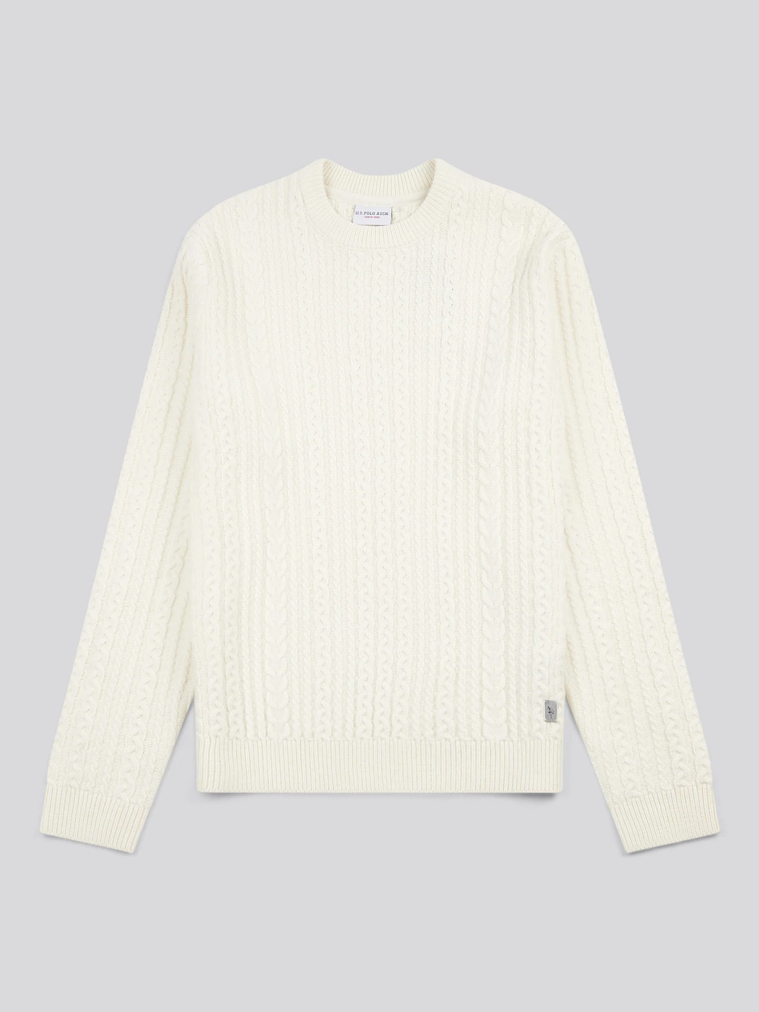 Mens Aran Knit Crew in Whisper White - Image 5
