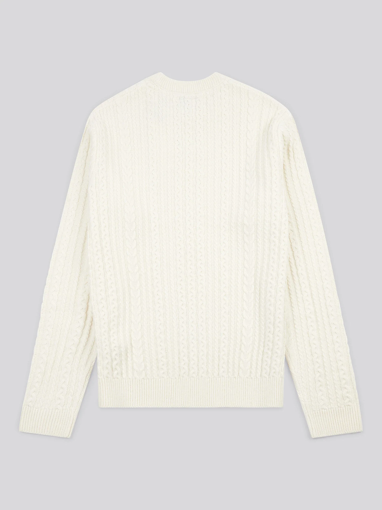 Mens Aran Knit Crew in Whisper White - Image 6