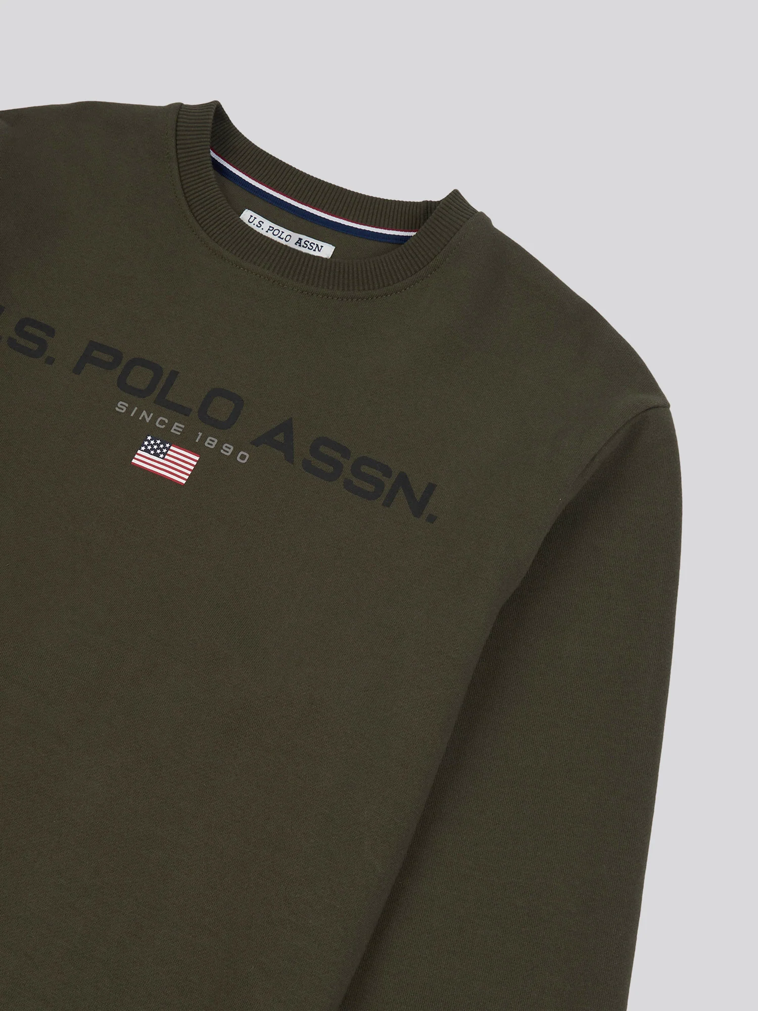 Mens Block Flag Graphic Crew Neck Sweater in Army Green - Image 5
