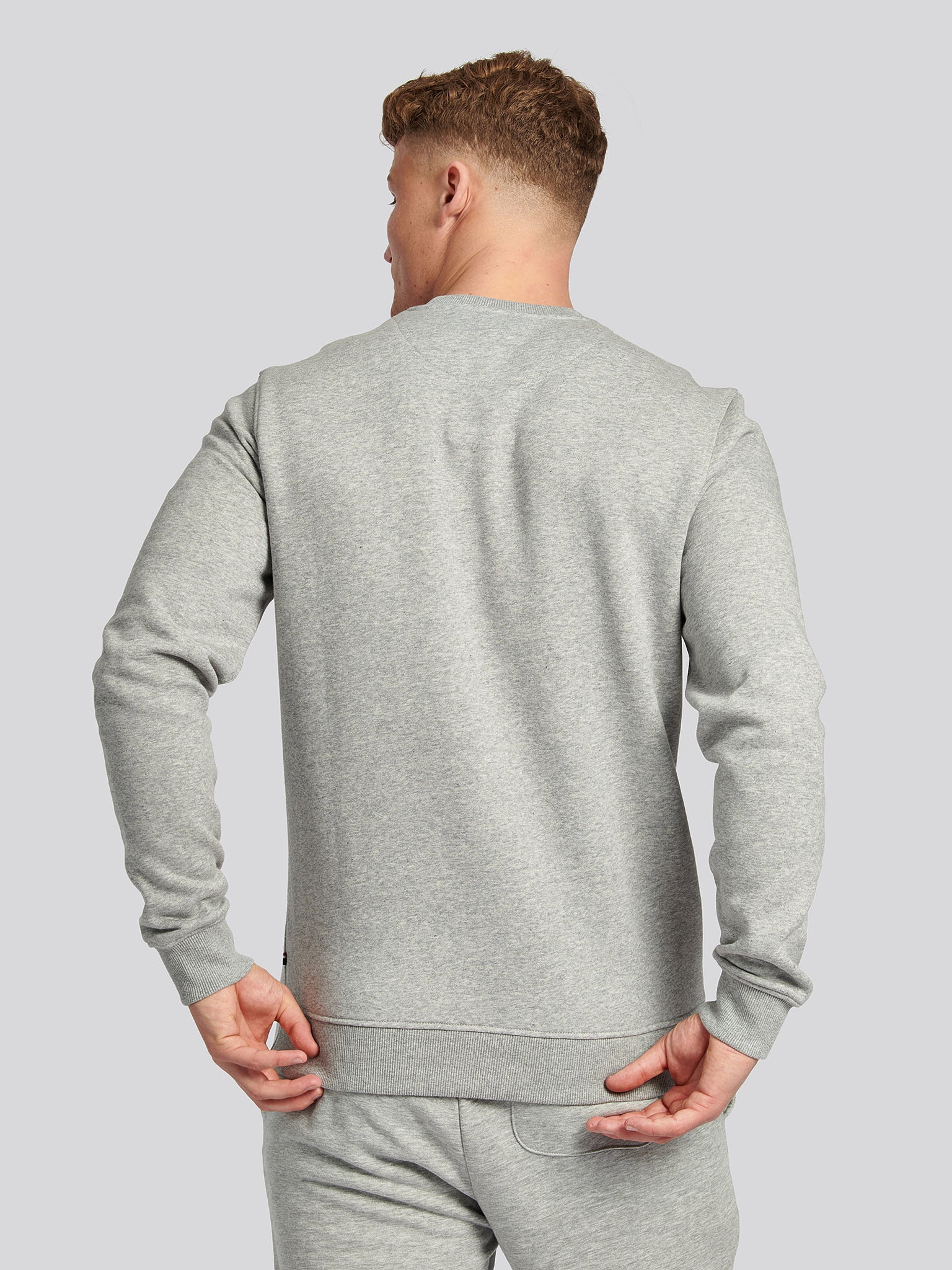 Mens Block Flag Graphic Crew Neck Sweater in Vintage Grey Heather - Image 2