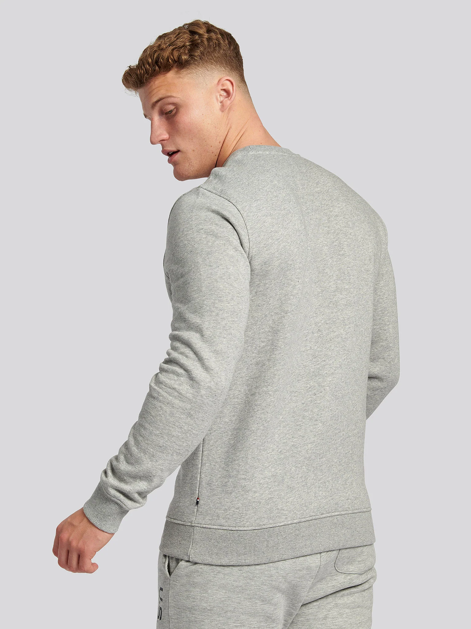 Mens Block Flag Graphic Crew Neck Sweater in Vintage Grey Heather - Image 4