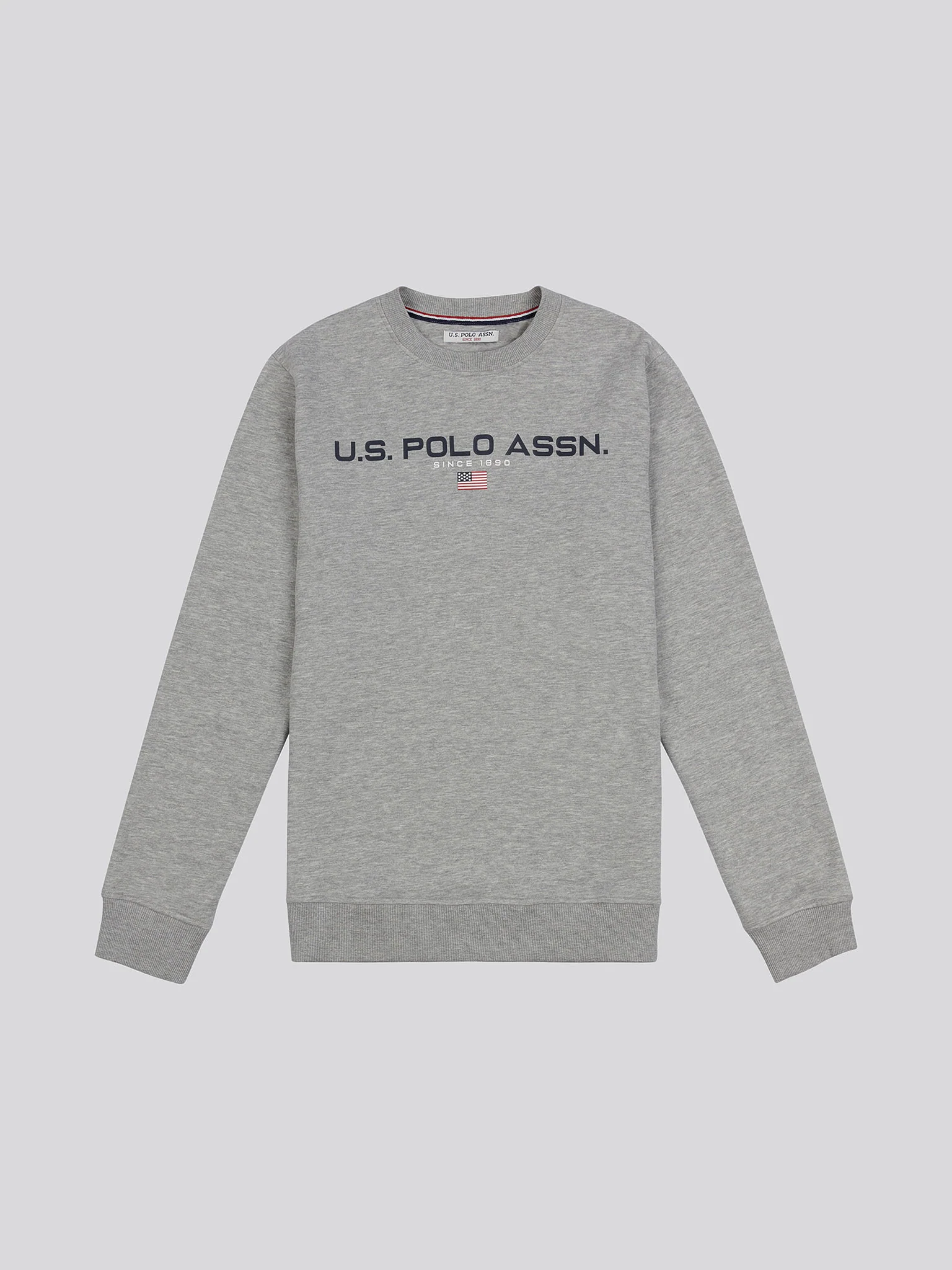 Mens Block Flag Graphic Crew Neck Sweater in Vintage Grey Heather - Image 5