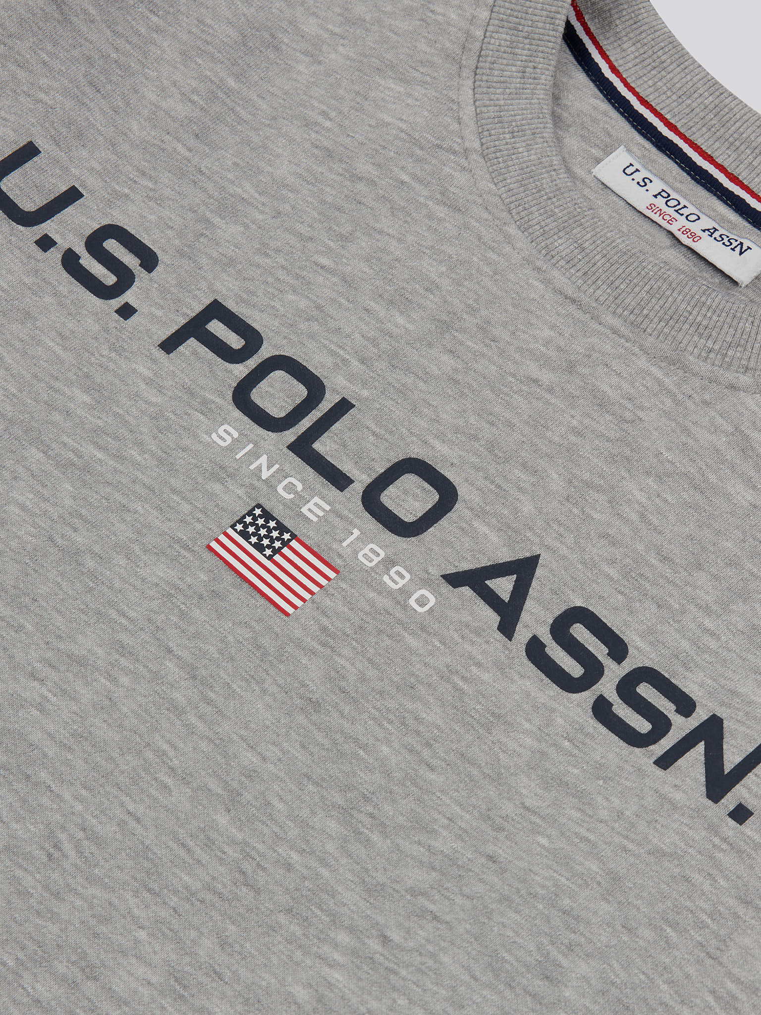 Mens Block Flag Graphic Crew Neck Sweater in Vintage Grey Heather - Image 7