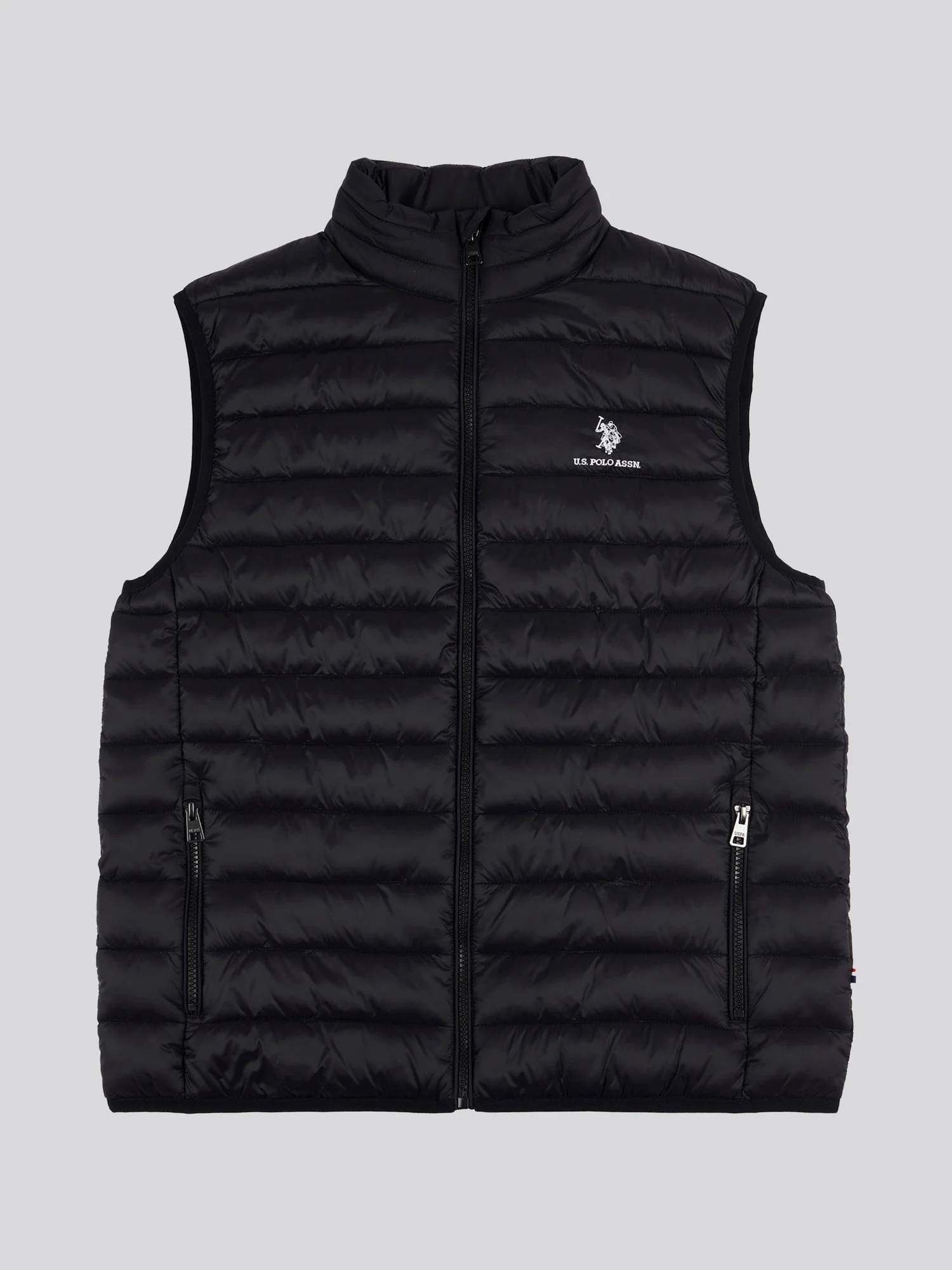 Mens Bound Quilted Gilet Black Bright White DHM - Image 6