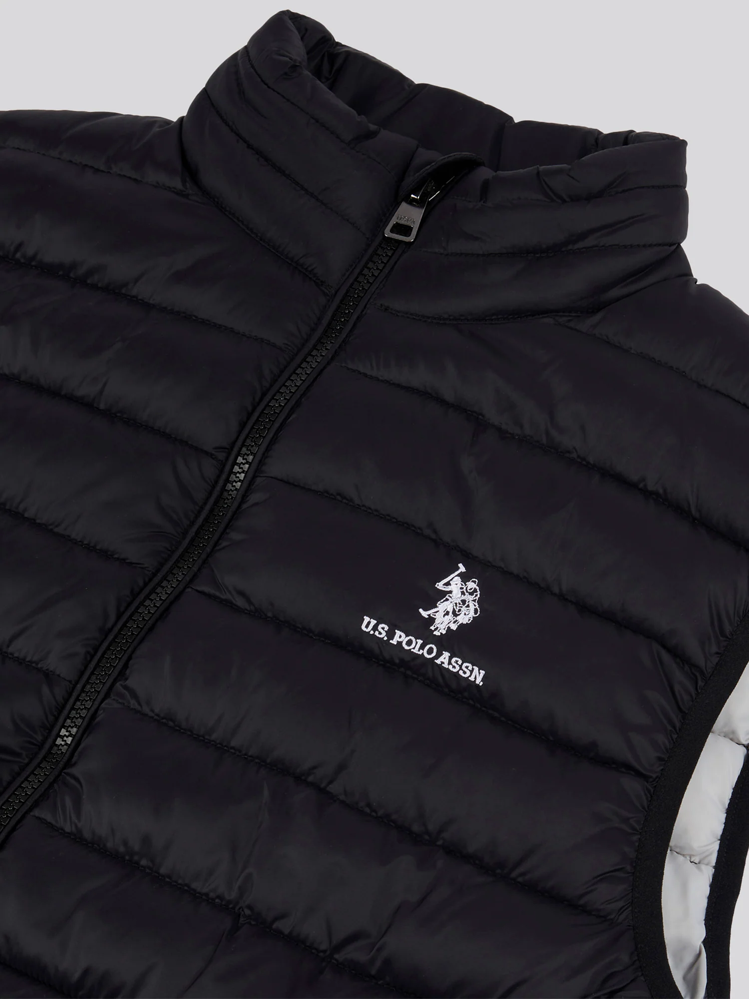 Mens Bound Quilted Gilet Black Bright White DHM - Image 8