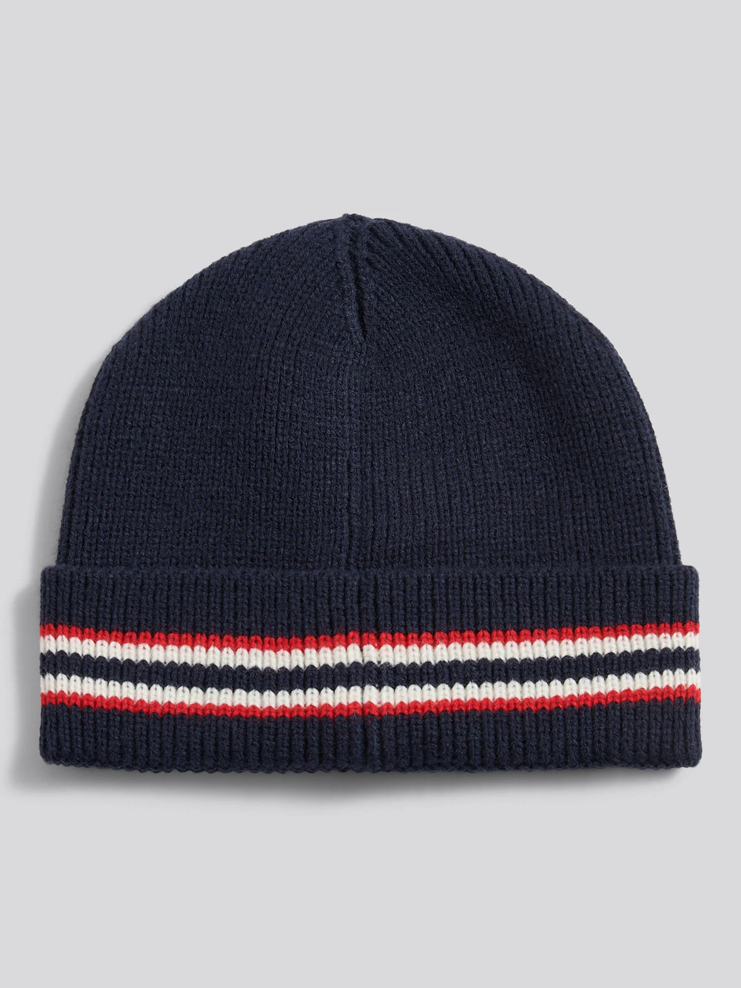 Mens Brand Stripe Knit Beanie in Dark Sapphire Navy - Image 2