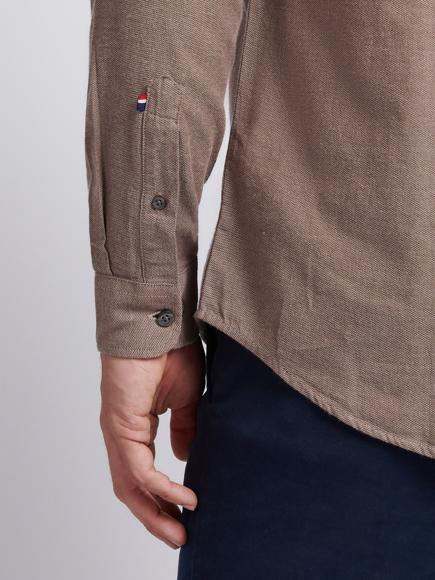 Mens Brushed Dobby Shirt in Chocolate Martini - Image 5