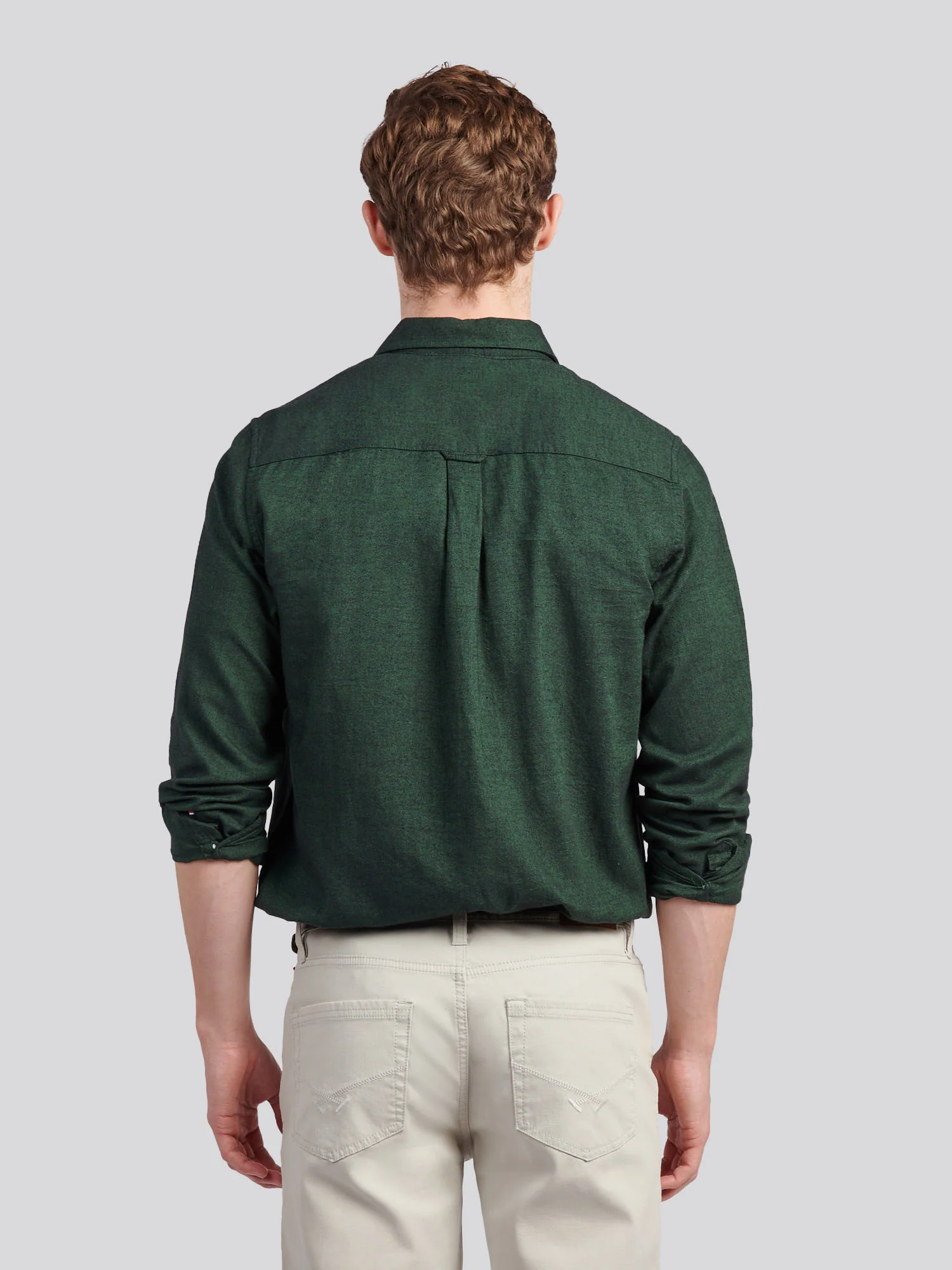 Mens Brushed Dobby Shirt in Pineneedle - Image 4