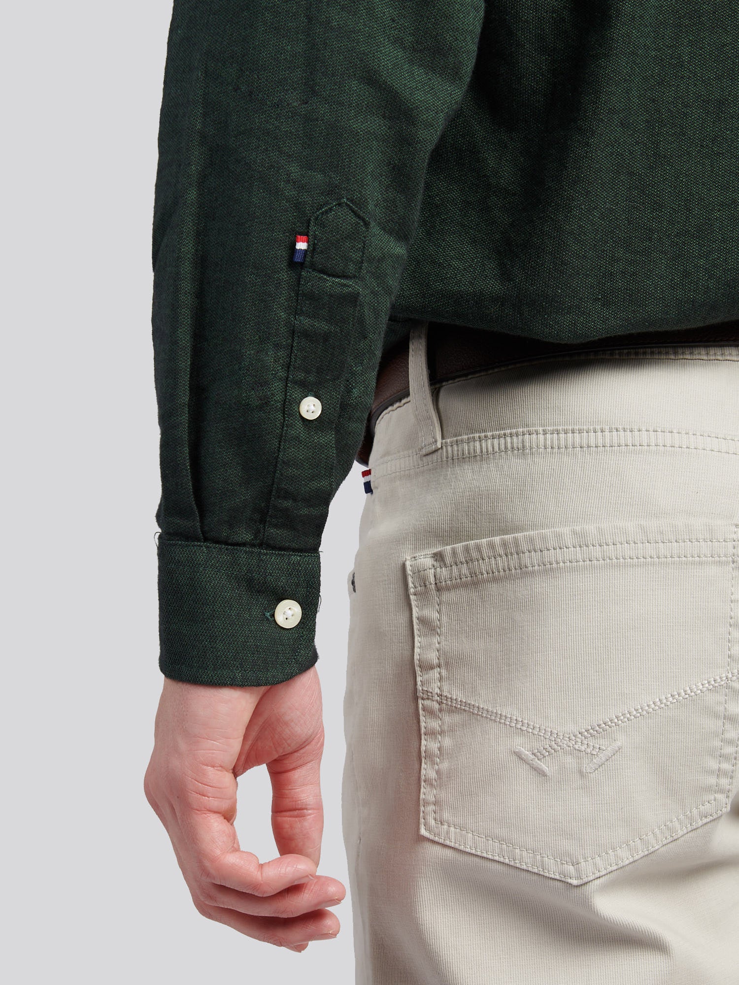 Mens Brushed Dobby Shirt in Pineneedle - Image 5