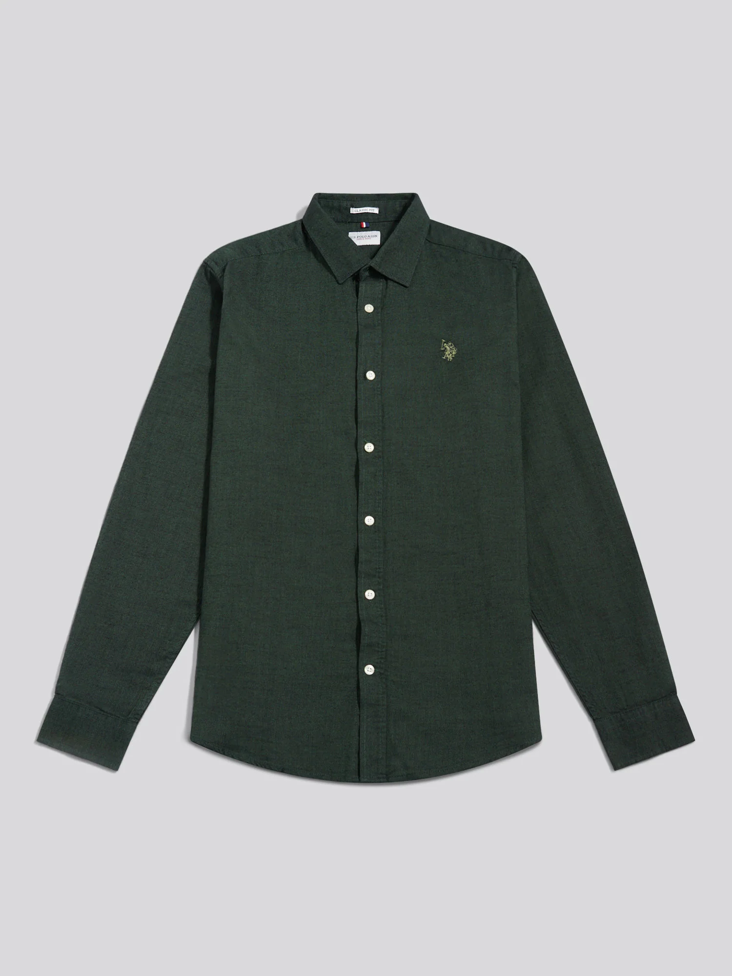 Mens Brushed Dobby Shirt in Pineneedle - Image 6