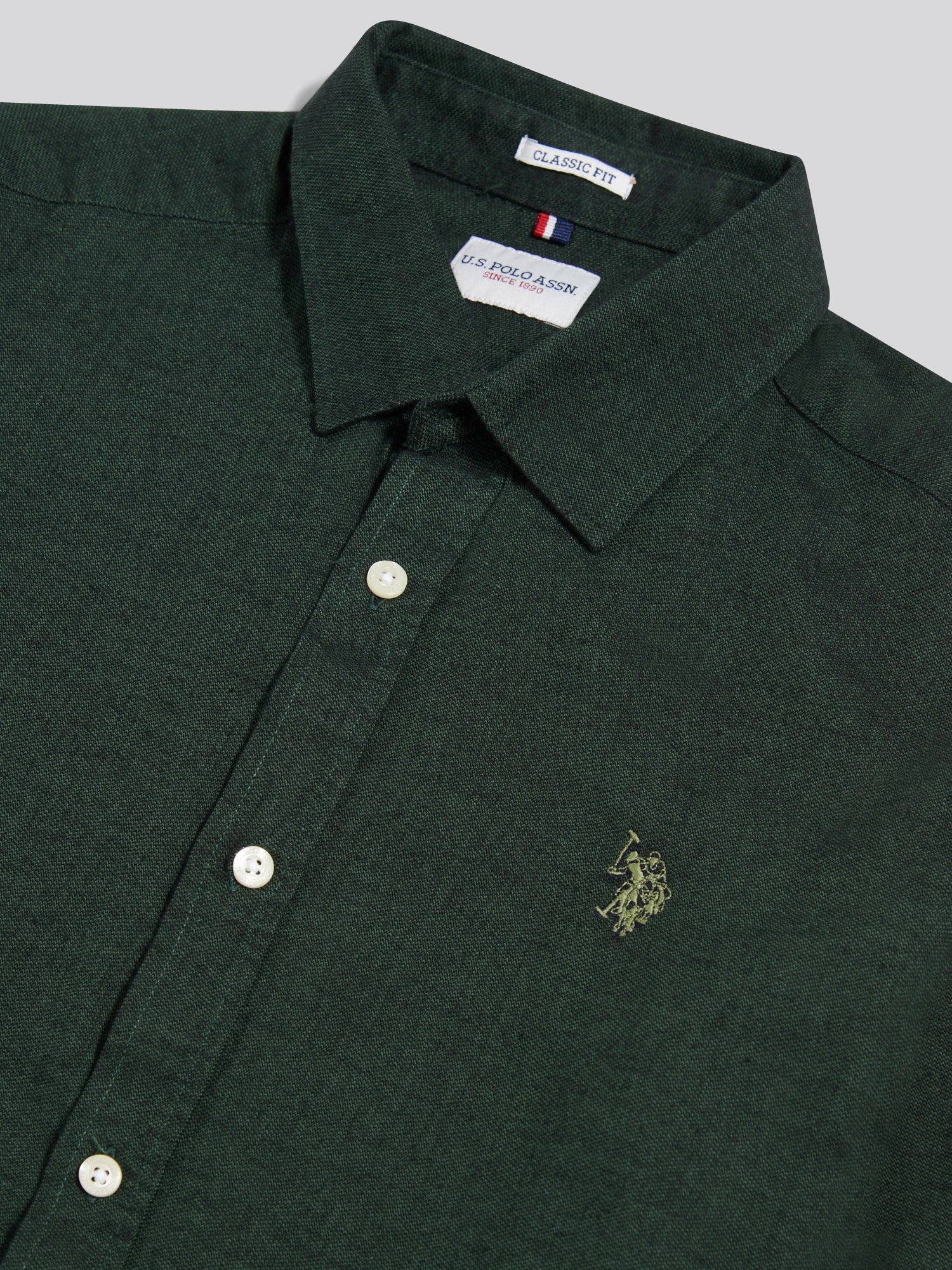 Mens Brushed Dobby Shirt in Pineneedle - Image 8