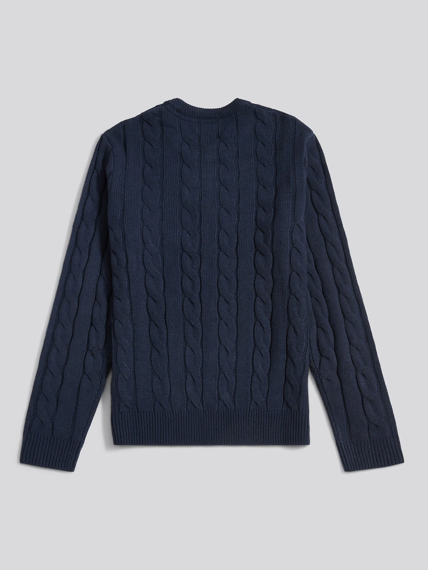 Mens Cable Knit Crew in Dark Sapphire Navy - Image 6
