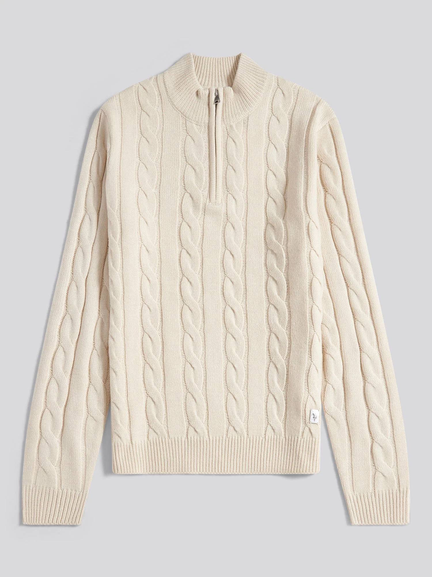 Mens Cable Knit Funnel in Birch Marl - Image 5