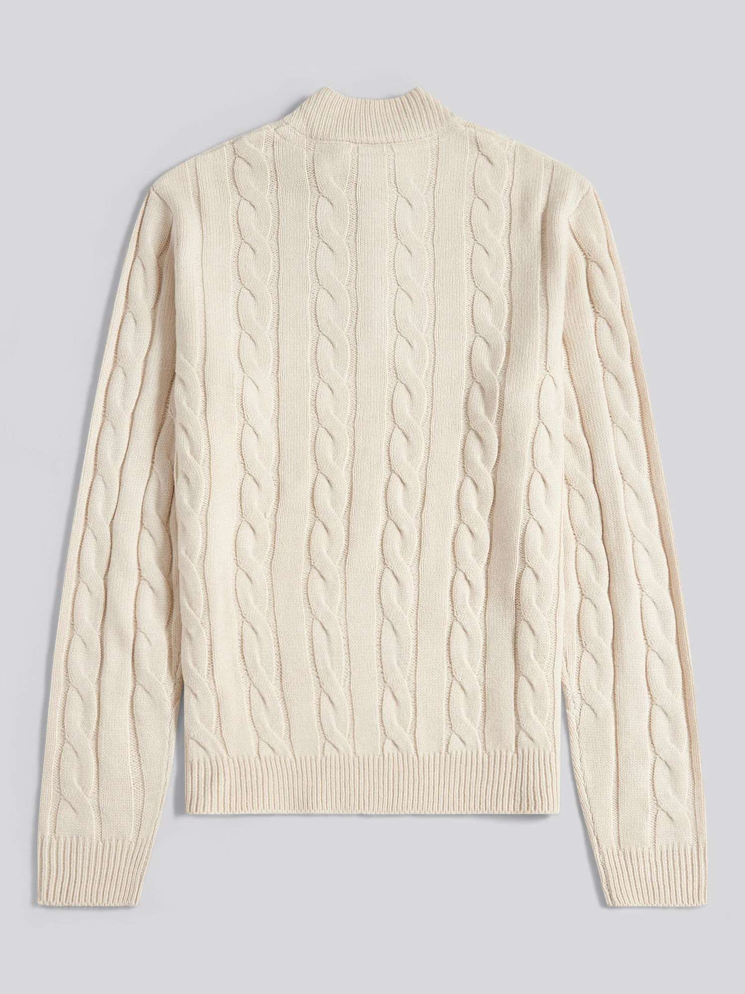 Mens Cable Knit Funnel in Birch Marl - Image 6